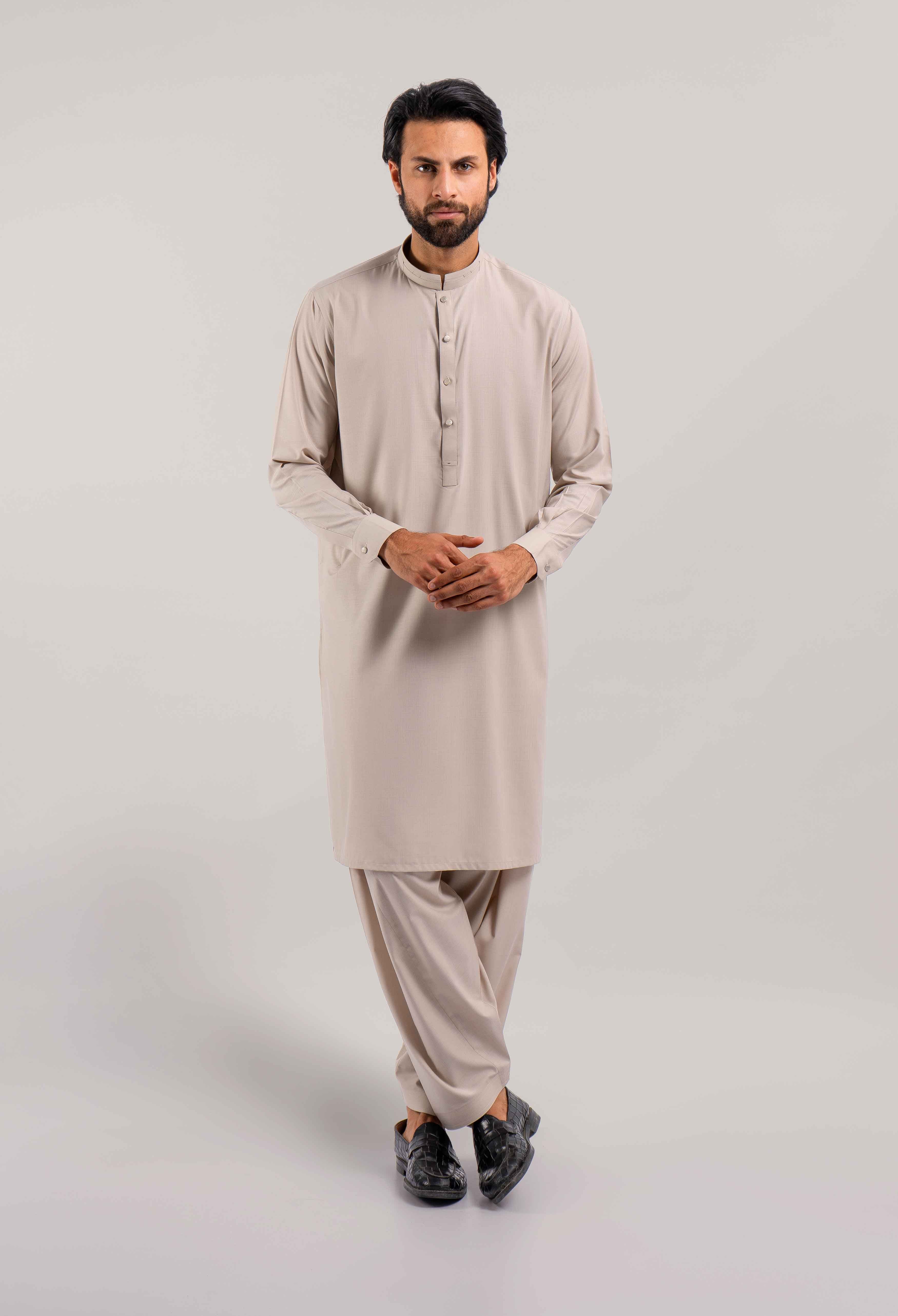 Eggnog Brown Detailing Kameez Shalwar (GSS-000416)
