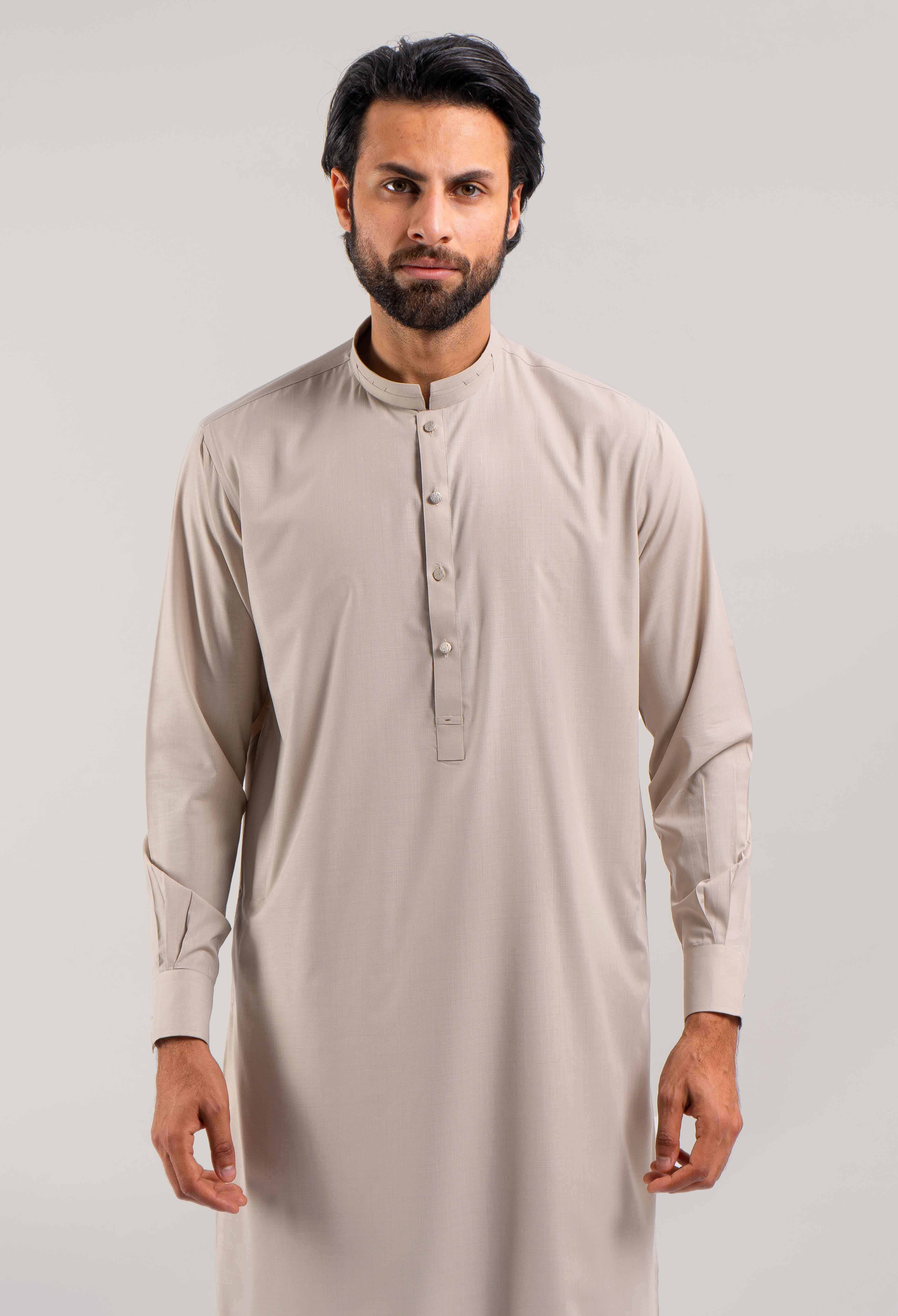 Eggnog Brown Detailing Kameez Shalwar (GSS-000416)