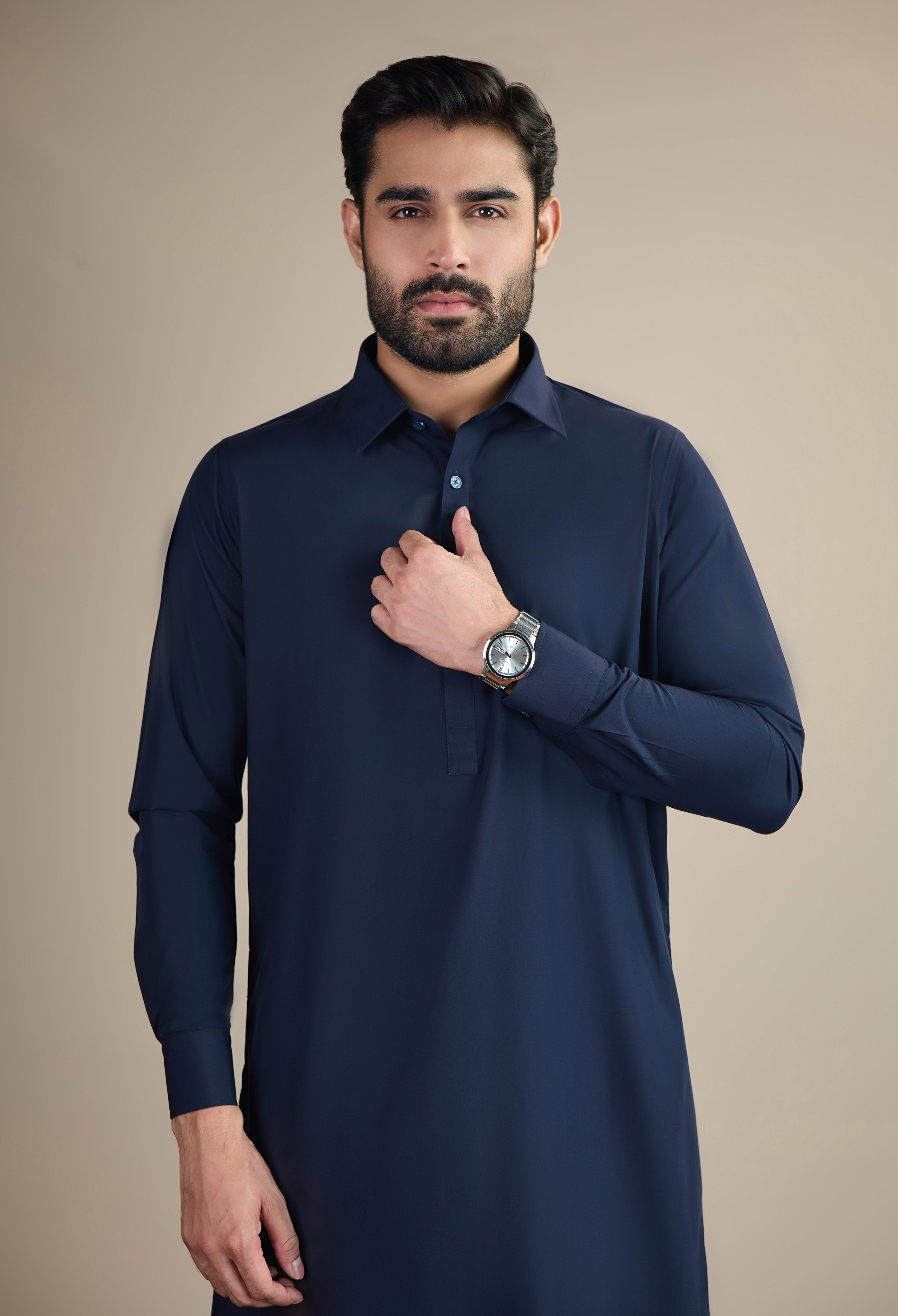 Midnight Blue Blended Kameez Shalwar