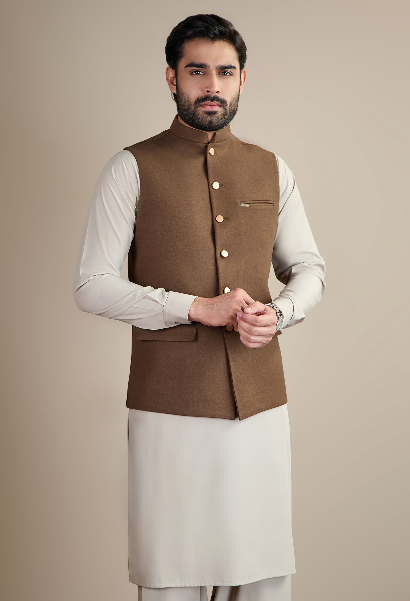 Chocolate Brown Tweed Waistcoat