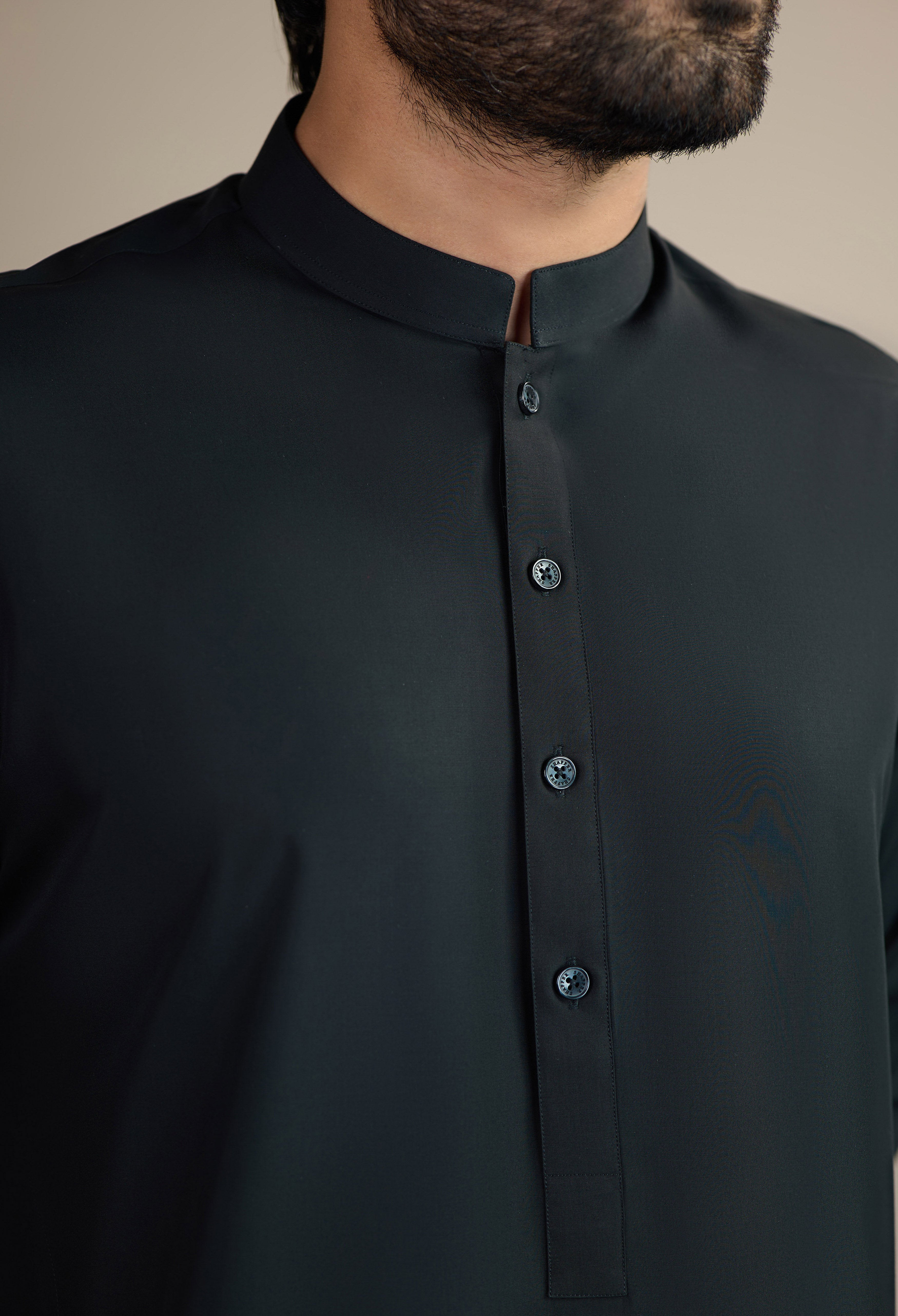 Jet Black Blended Kameez Shalwar