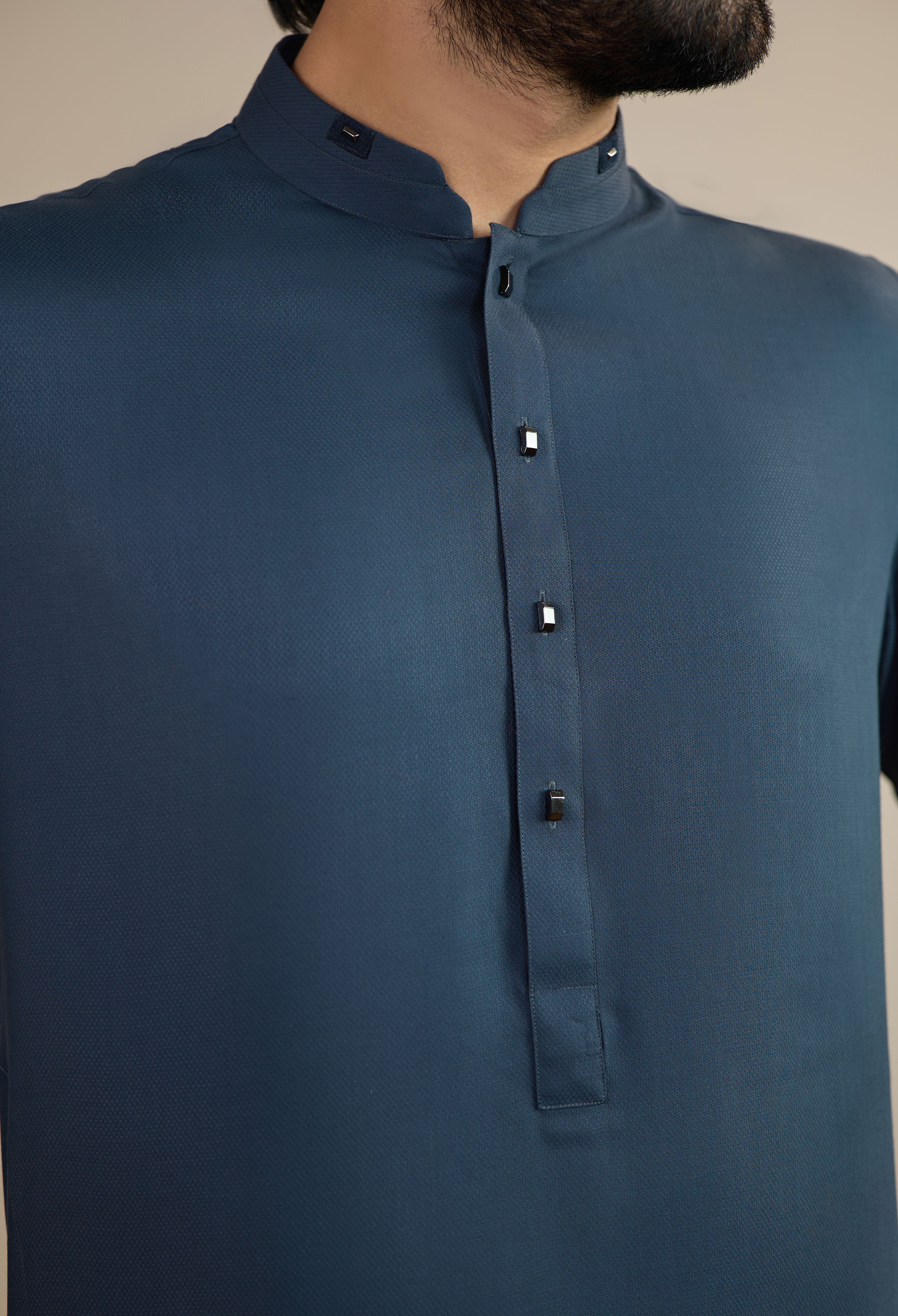 Blueish Grey Blended Kameez Shalwar