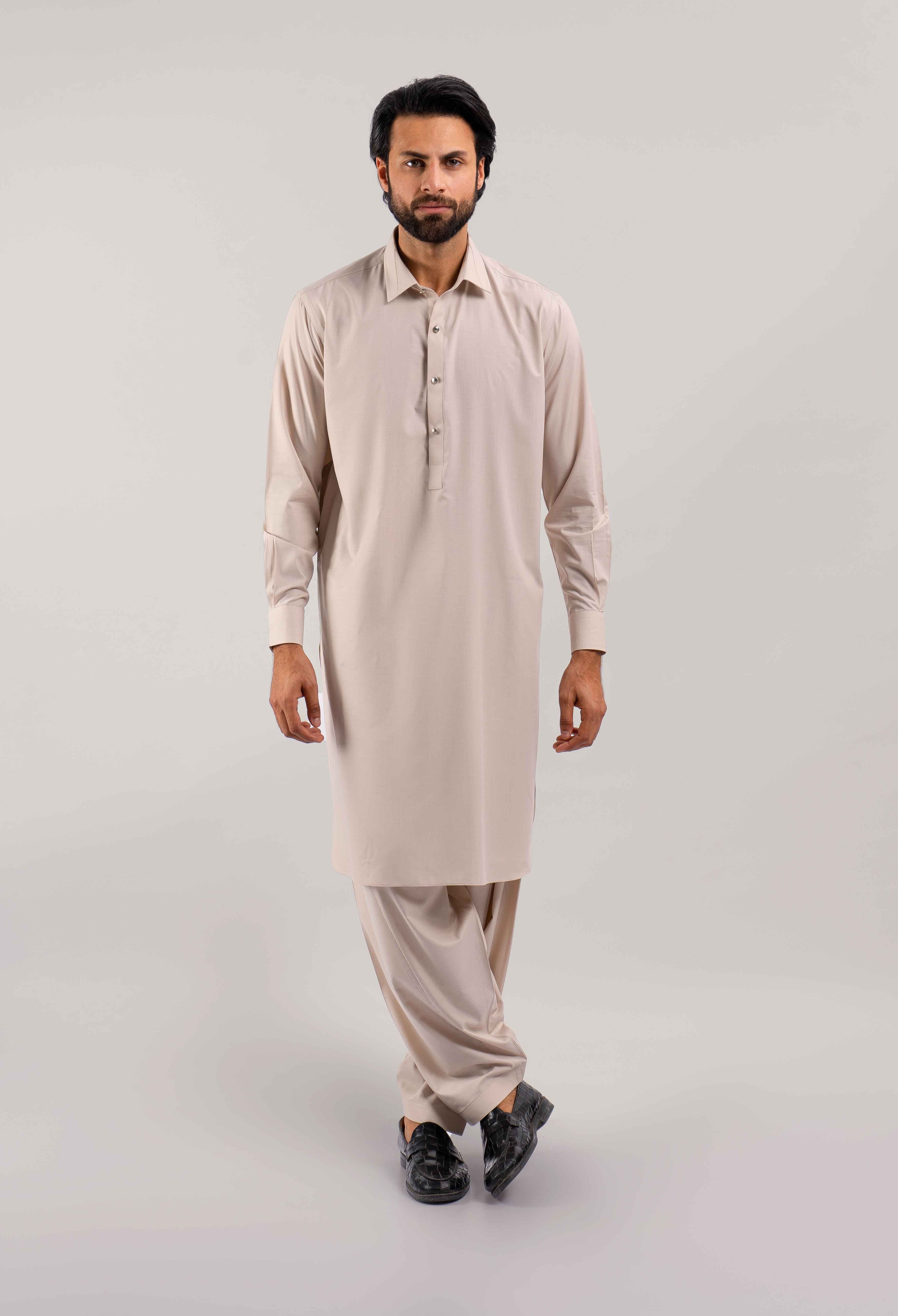 Parmesan Brown Detailing Kameez Shalwar (GSS-000415)
