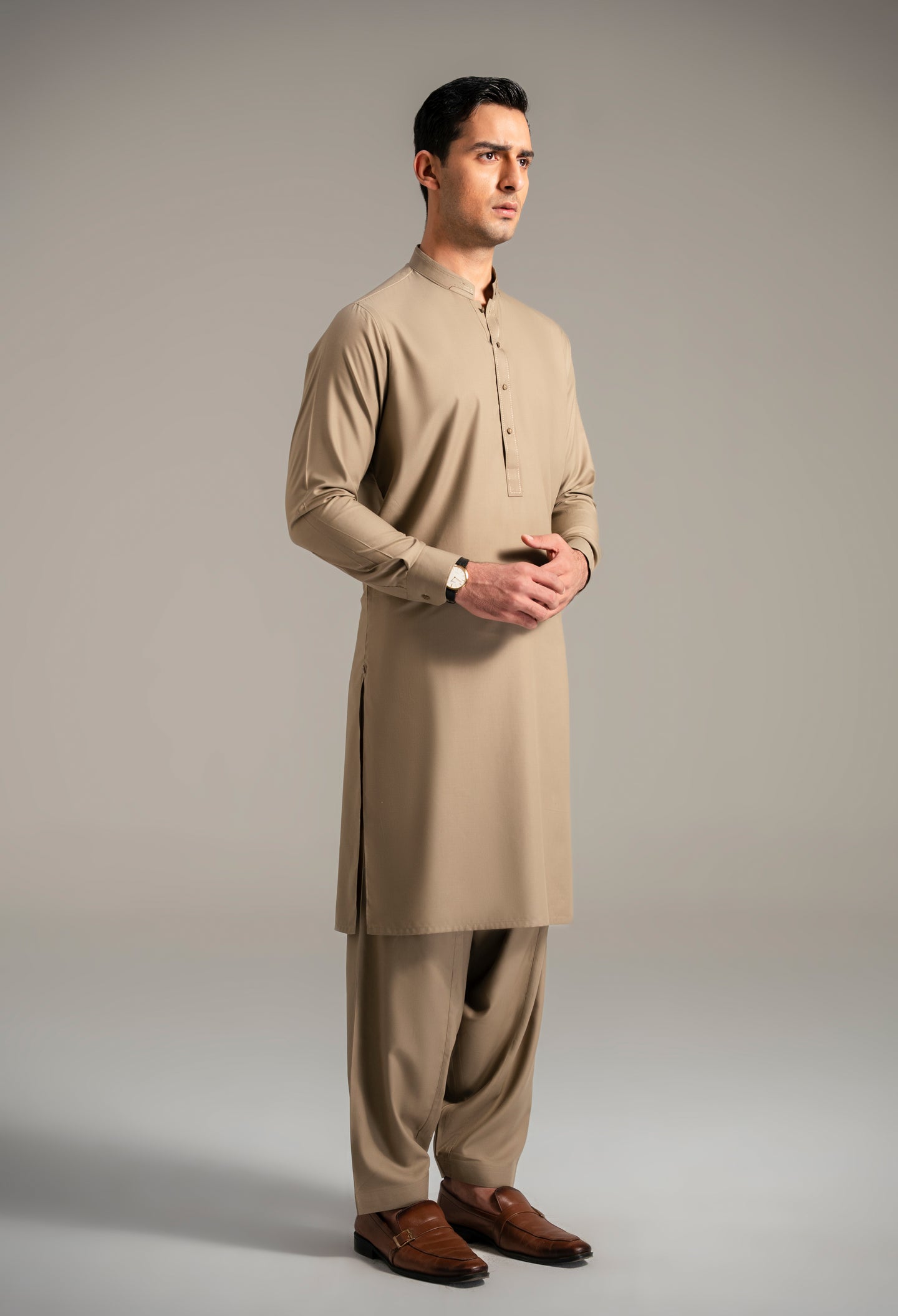 Smoke Green Detailing Kameez Shalwar