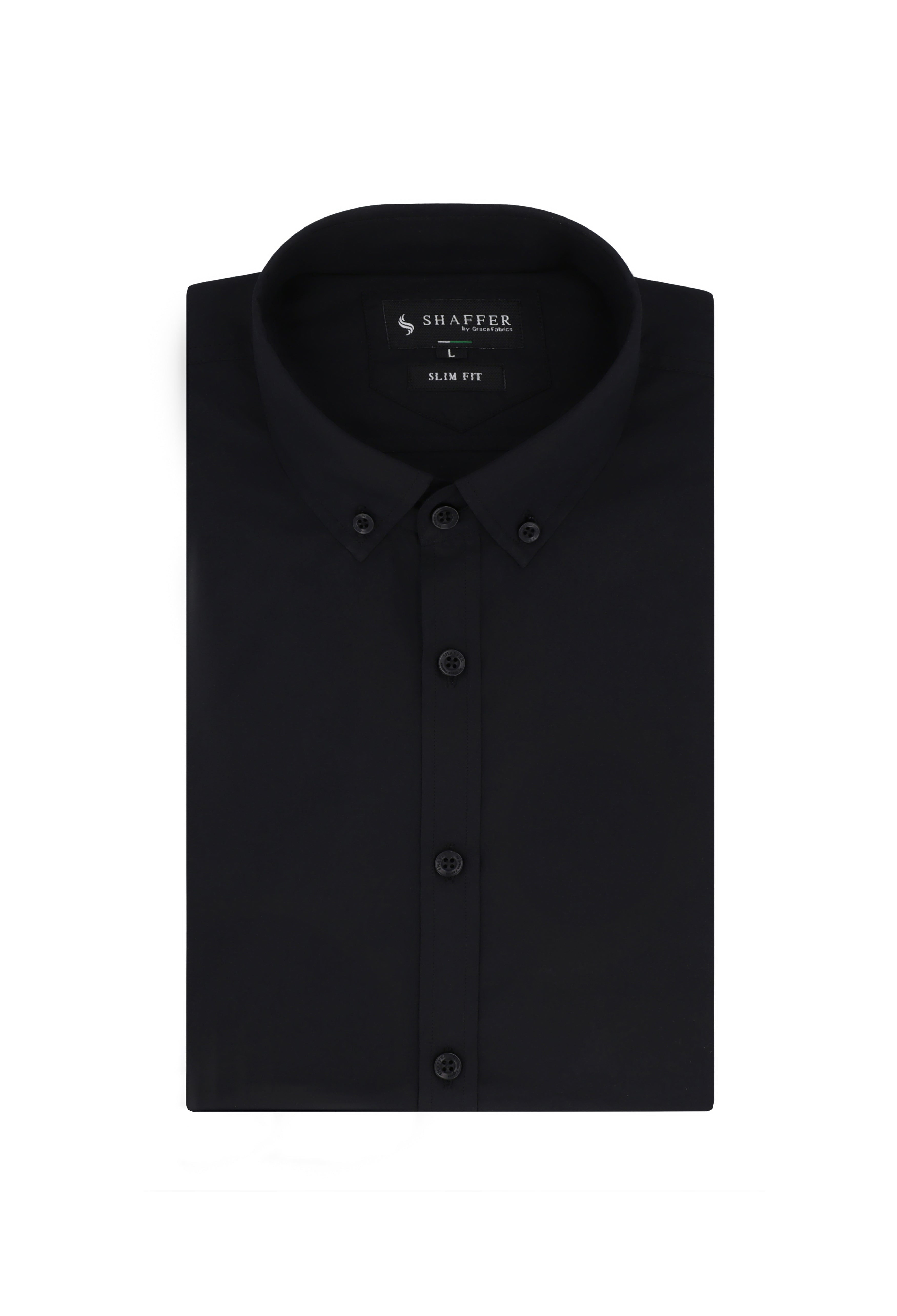 Black Plain Slim Fit Shirt