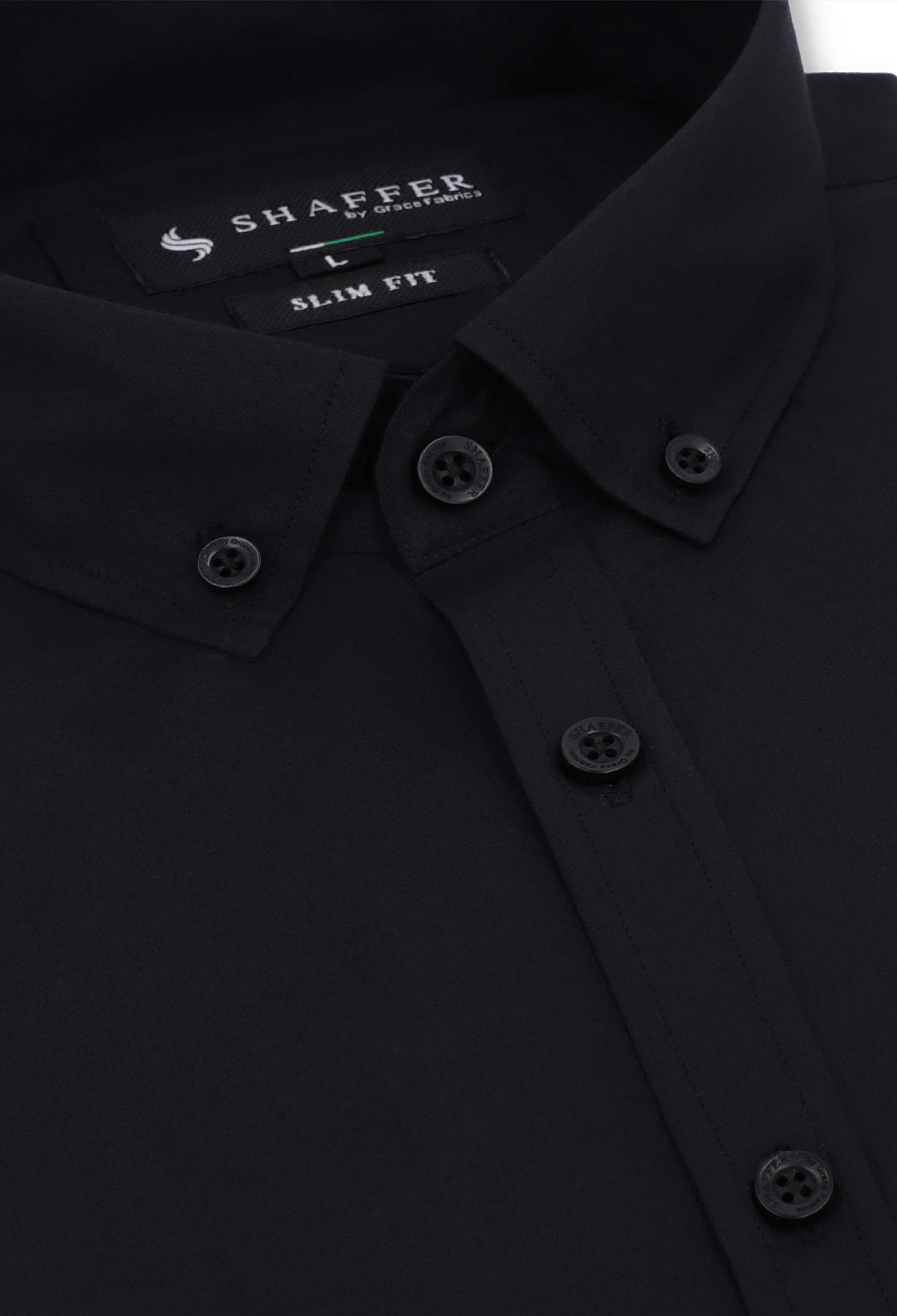 Black Plain Slim Fit Shirt