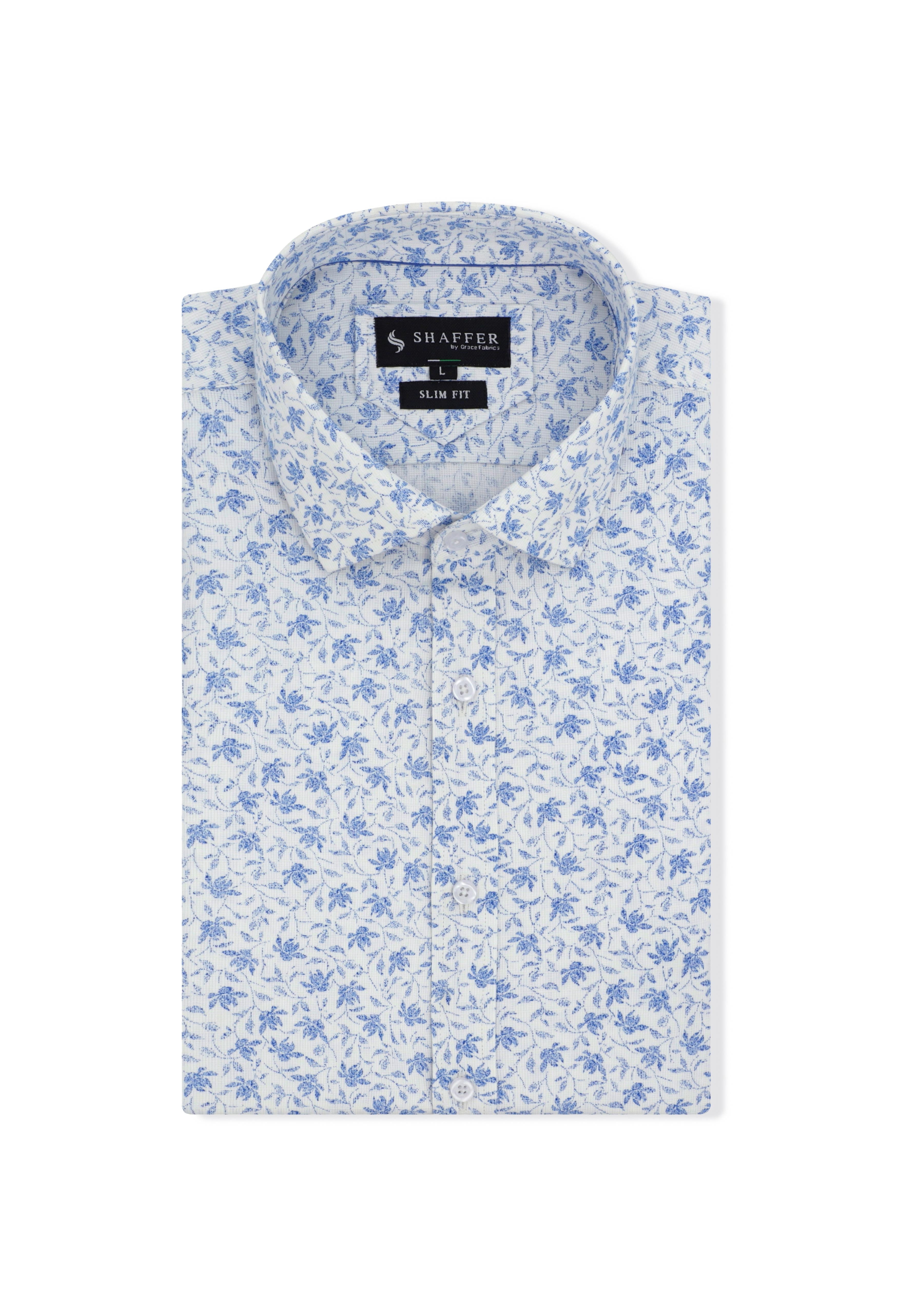 Blue & White Floral Casual Shirt