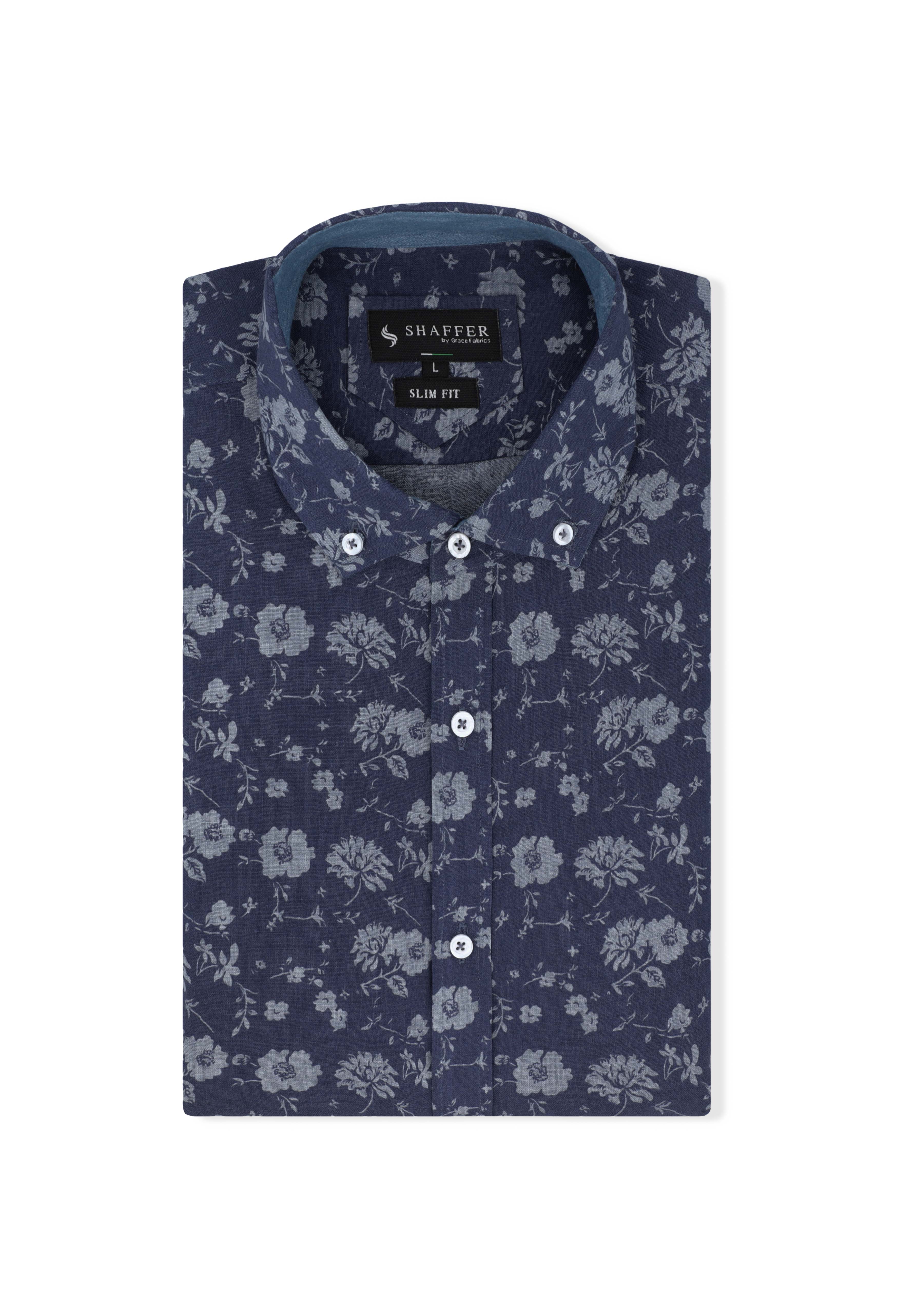 Blue Floral Casual Shirt