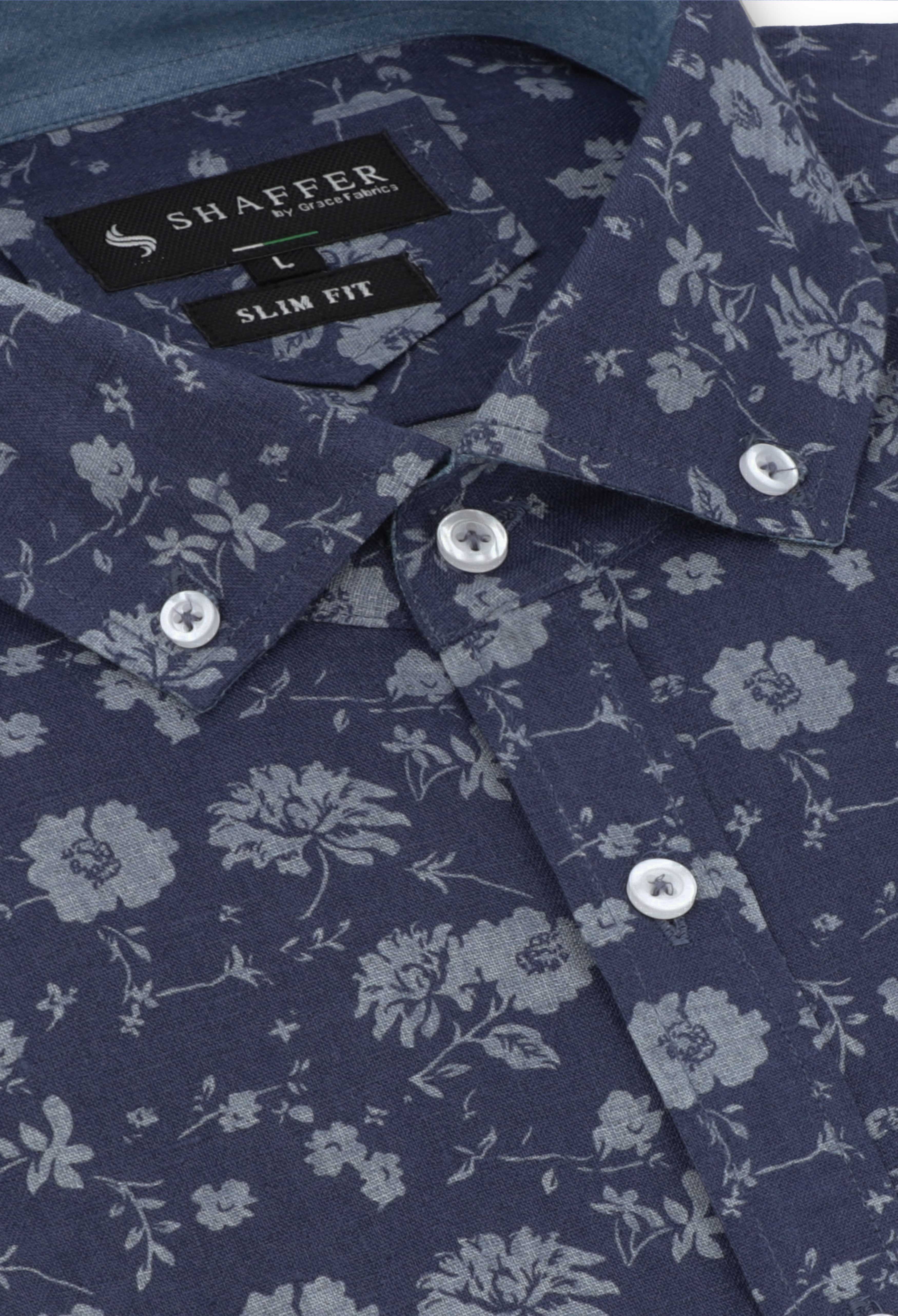 Blue Floral Casual Shirt