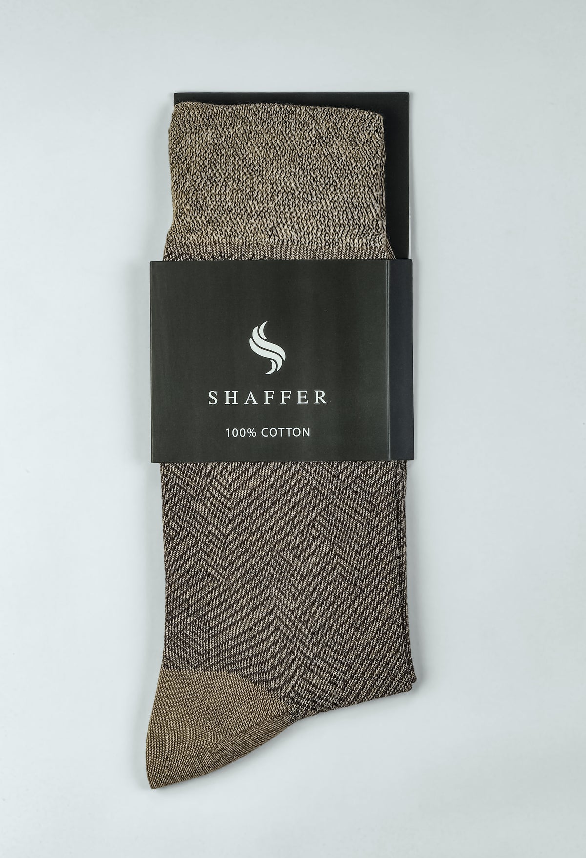 Sand Beige Cotton Zigzag Socks