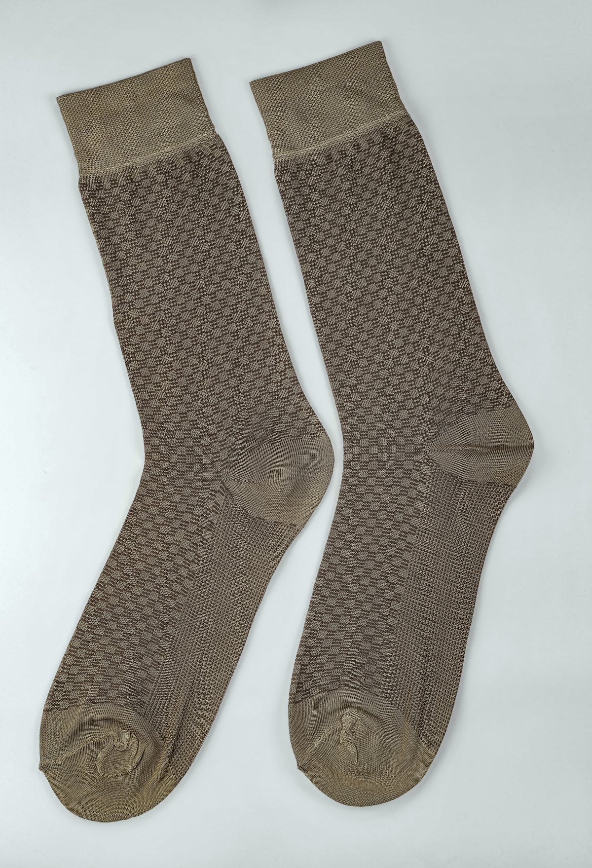 Caramel Beige Square Box Mercerized Socks