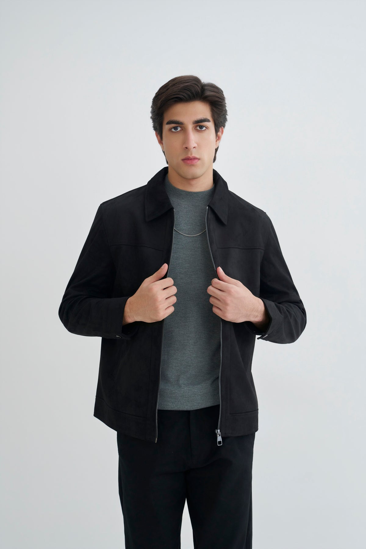 Suede Black Suede Effect Jacket