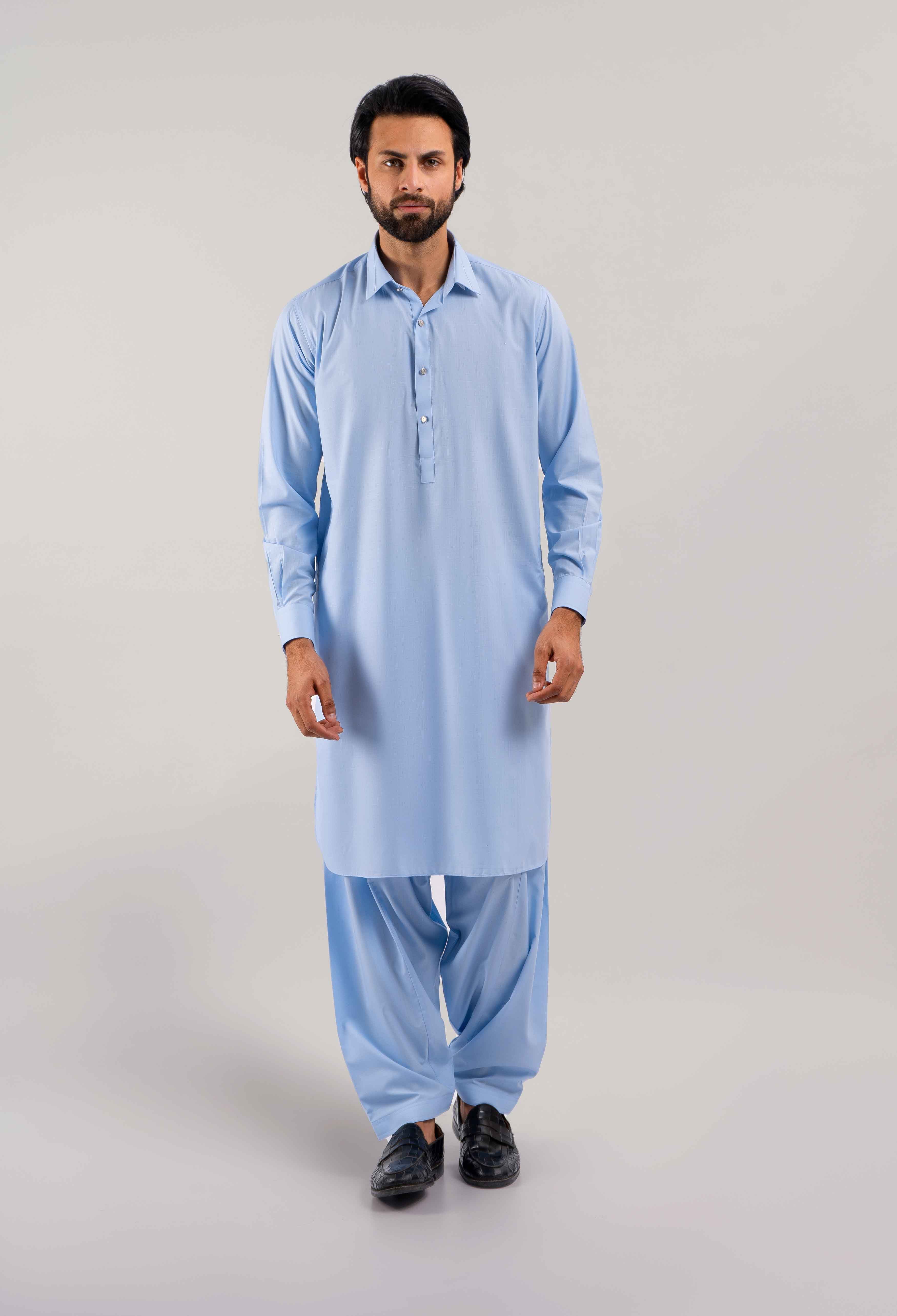 Sky Blue Detailing Kameez Shalwar