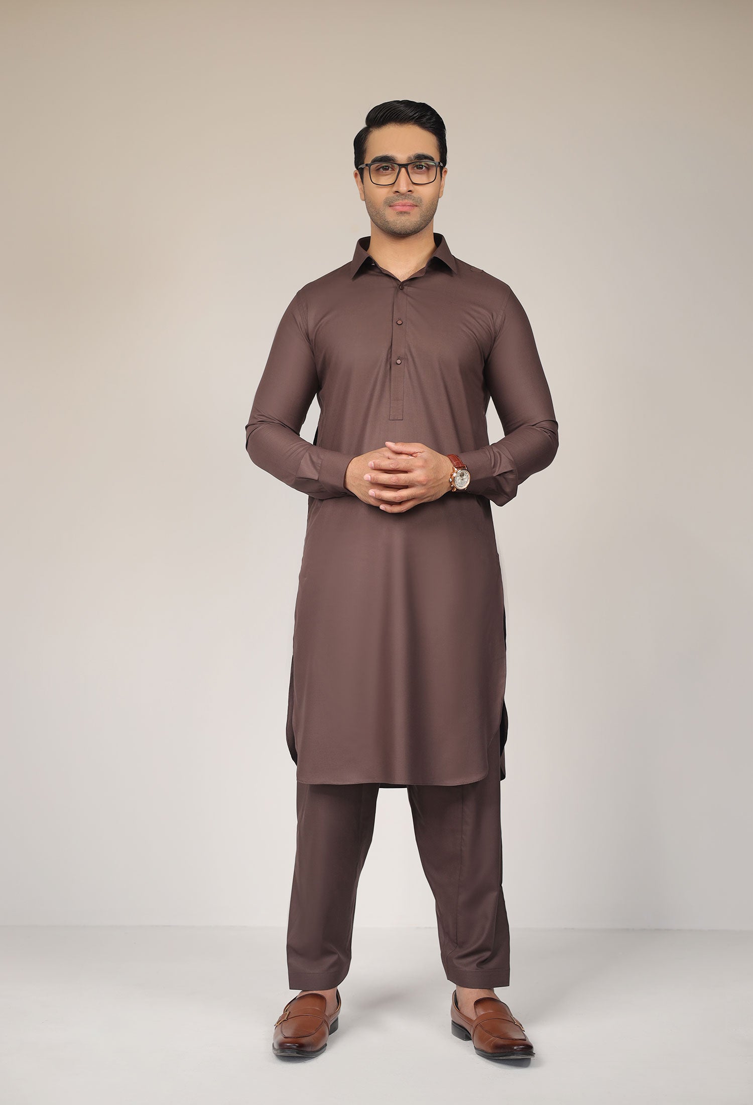 C-BROWN PLAIN KAMEEZ SHALWAR