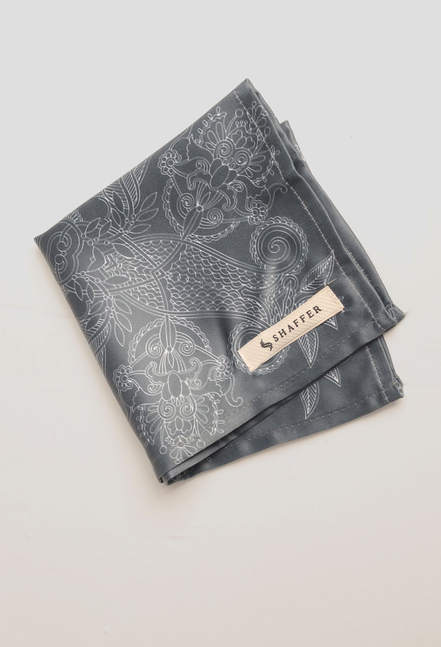 GREY SATIN POCKET SQUARE