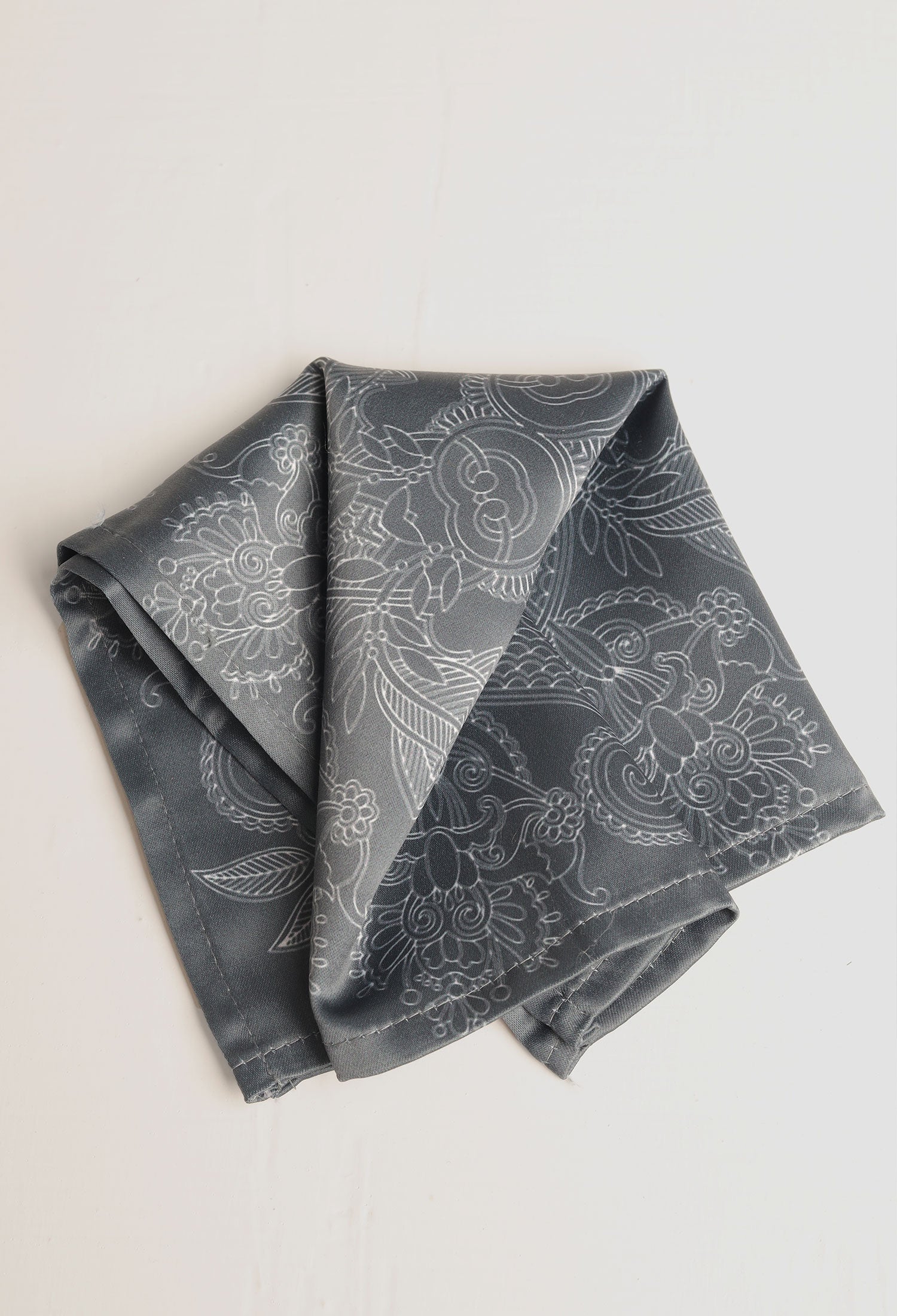 GREY SATIN POCKET SQUARE