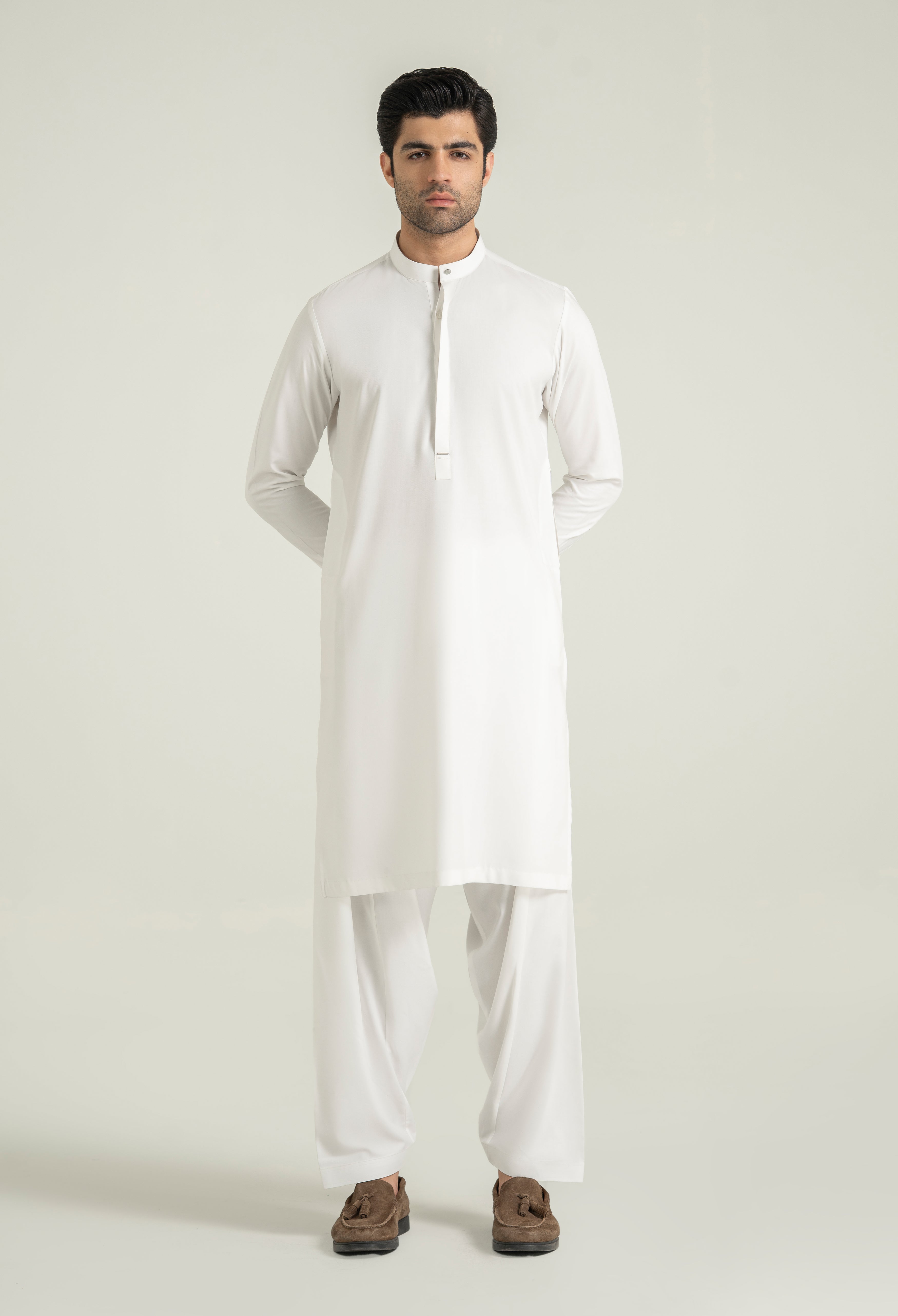 Egg White Blended Kameez Shalwar