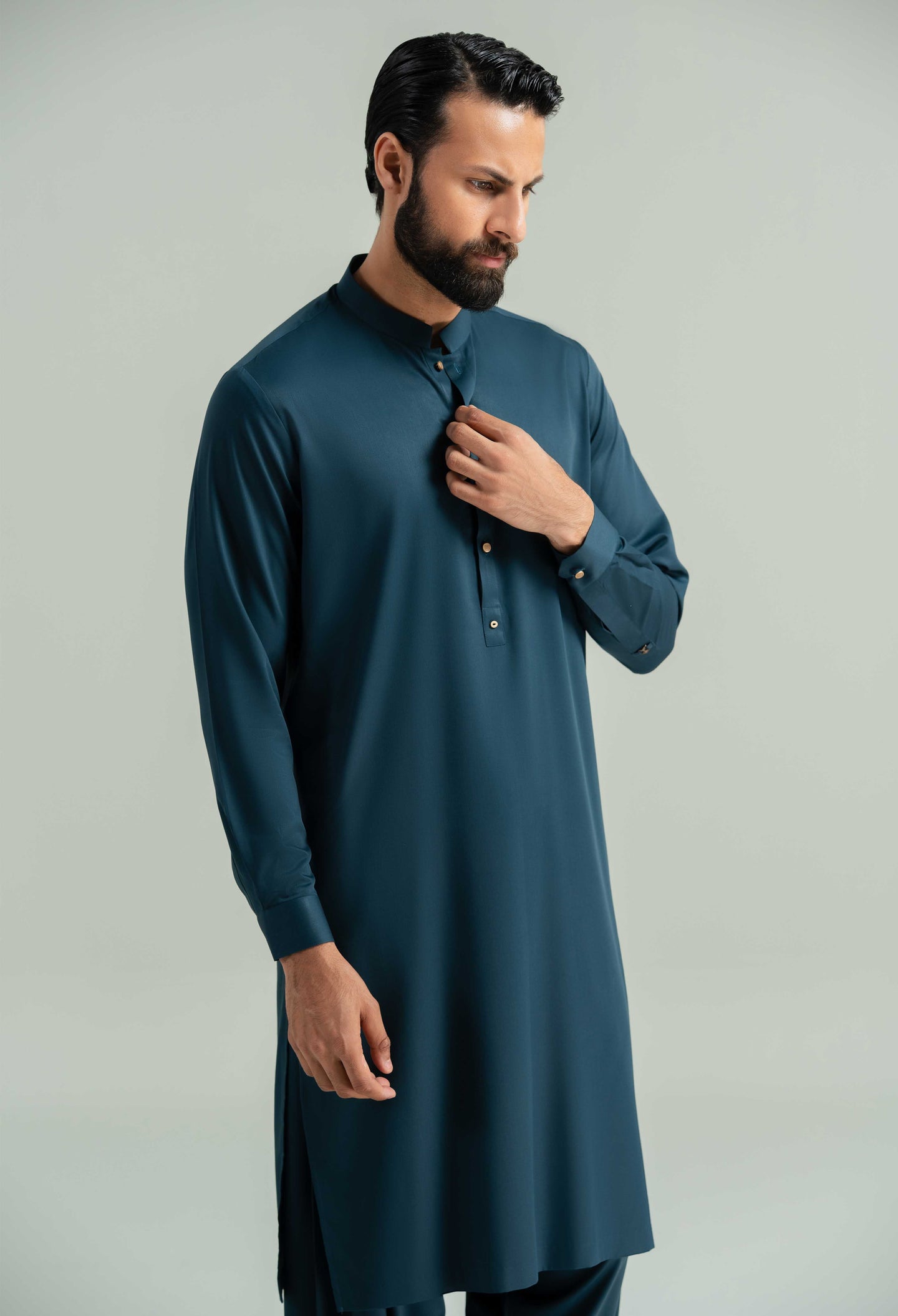 Dark Teal Green Blended Kameez Shalwar