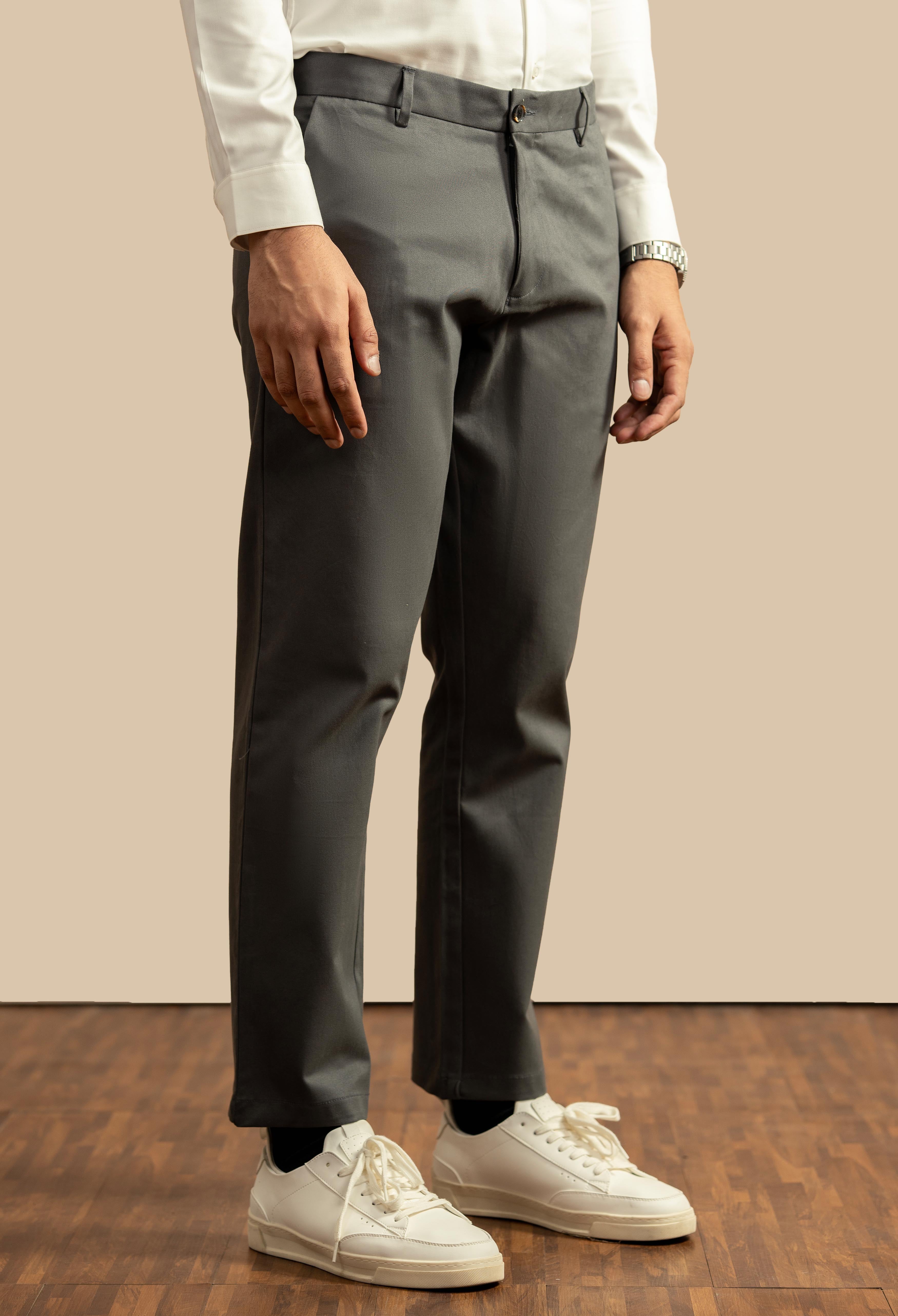 Grey Blue Cotton Trouser