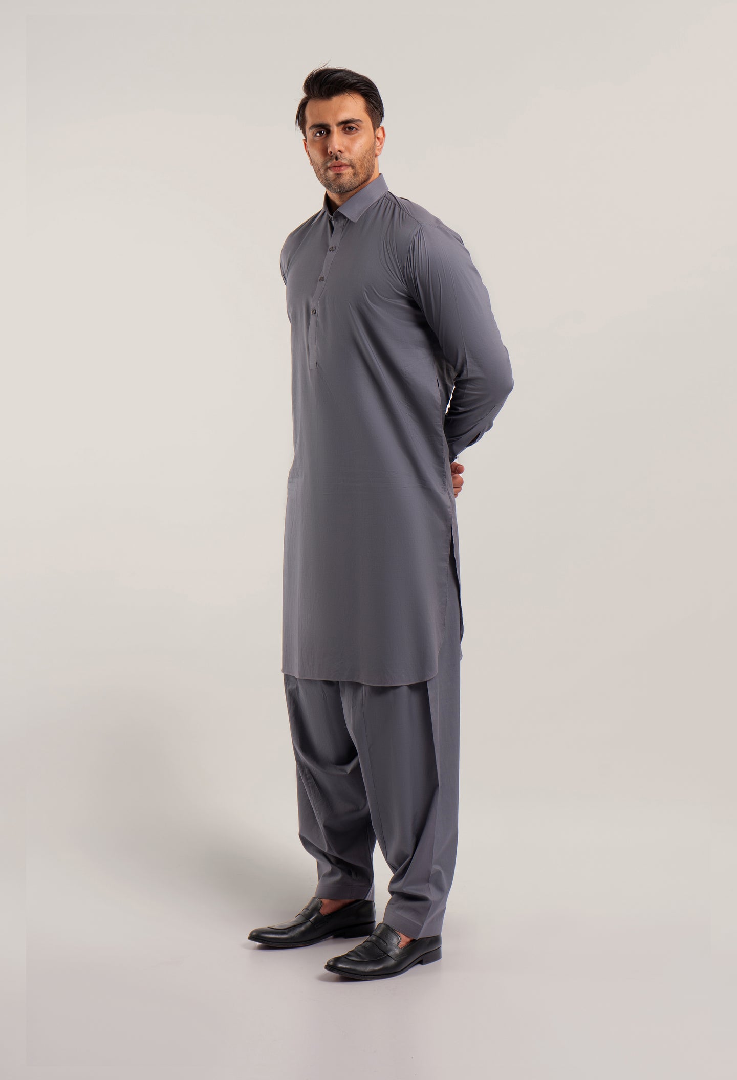 Grey Plain Kameez Shalwar