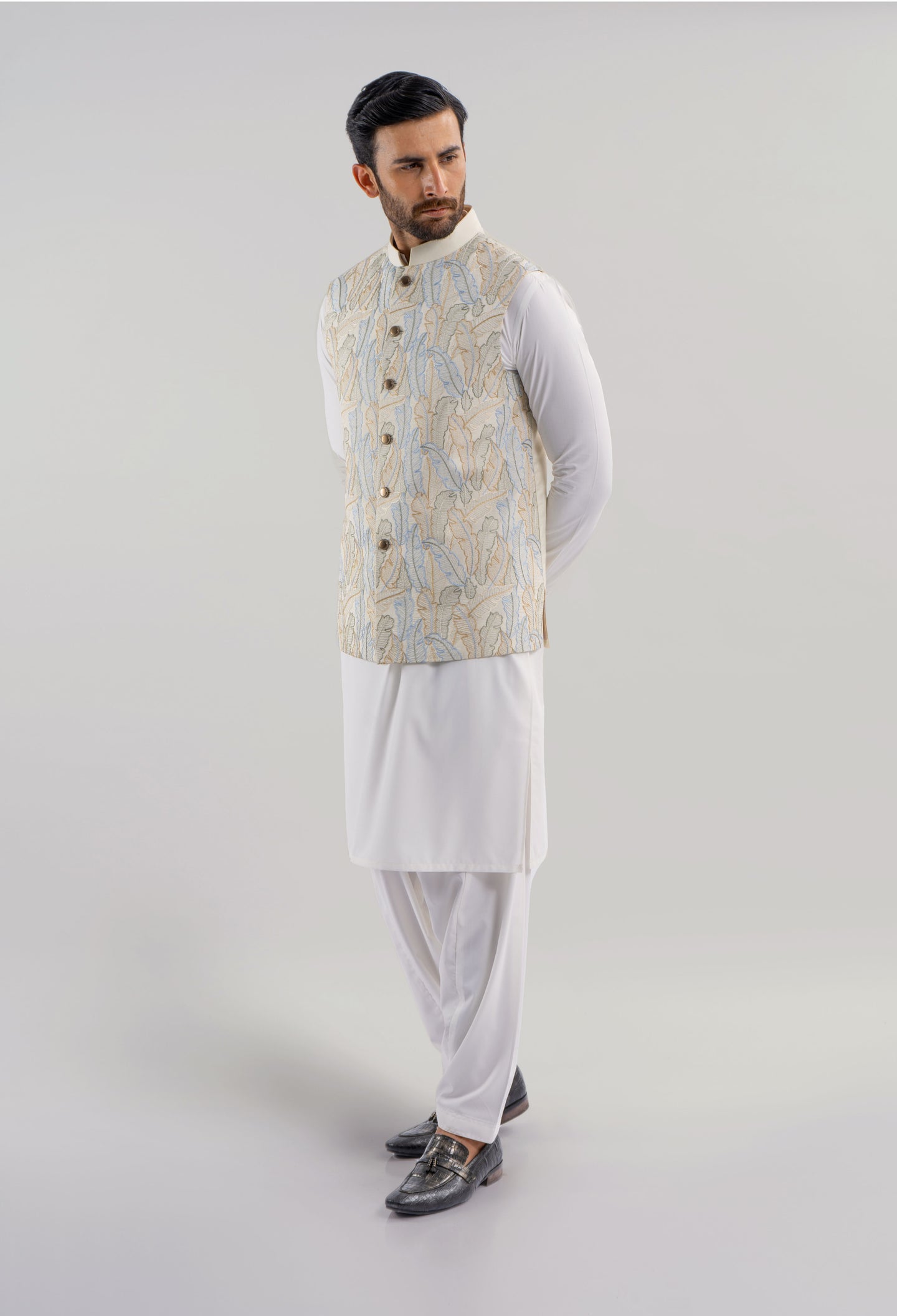 Lemon Yellow Embroidered Waistcoat (V/C-000178)