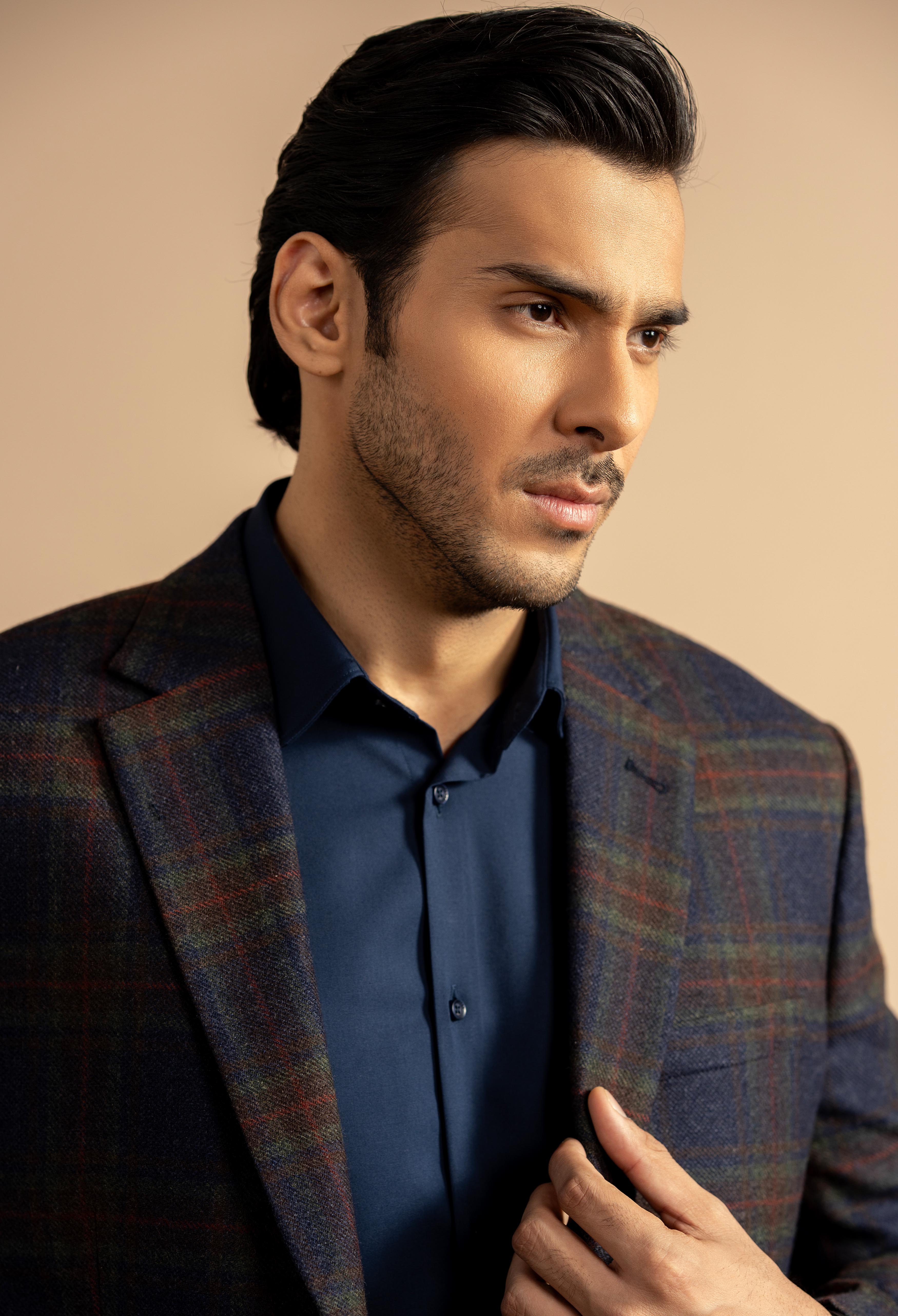 Deep Ocean Green Self Check Tweed Blazer