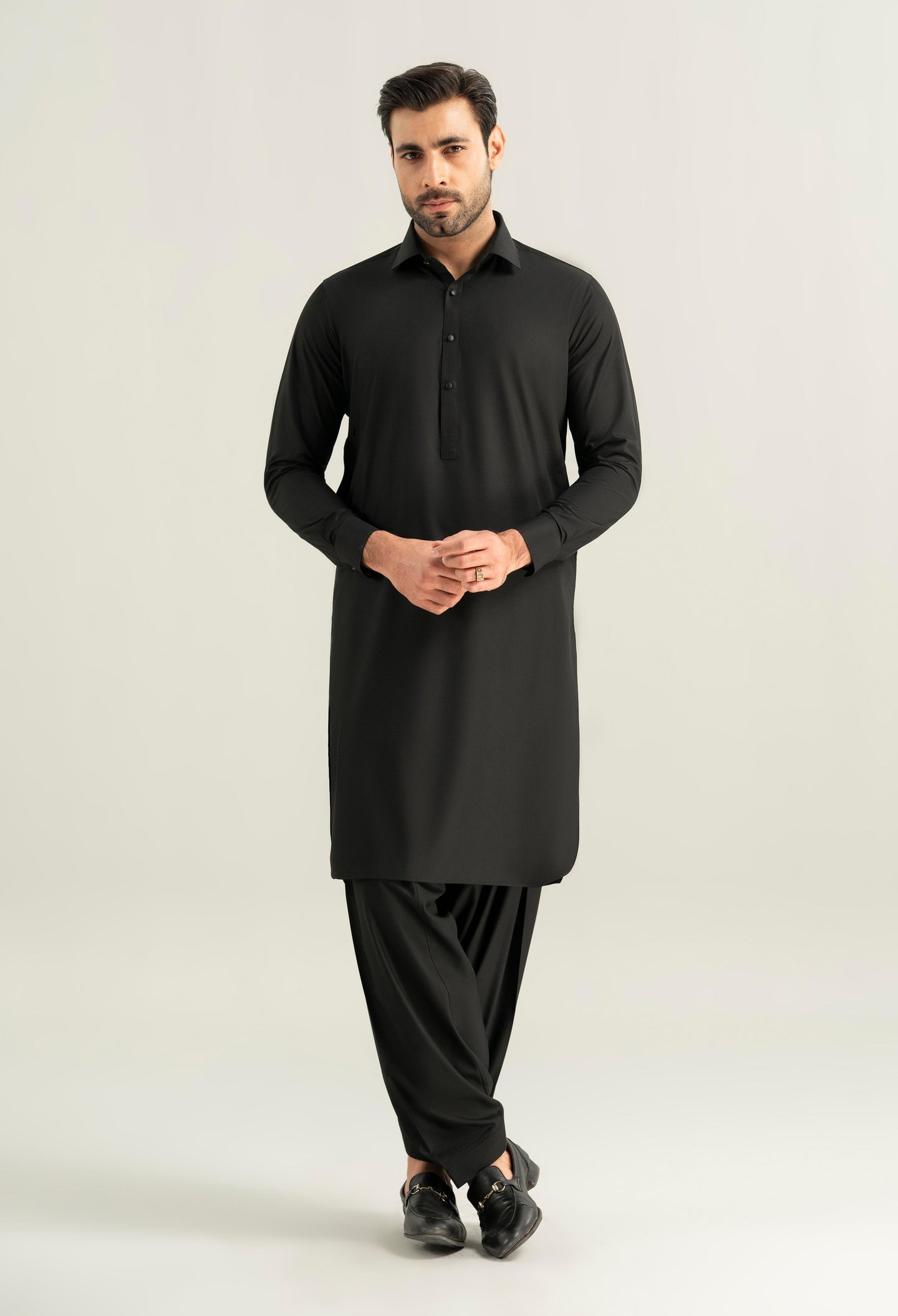 Carbon Black Detailing Kameez Shalwar