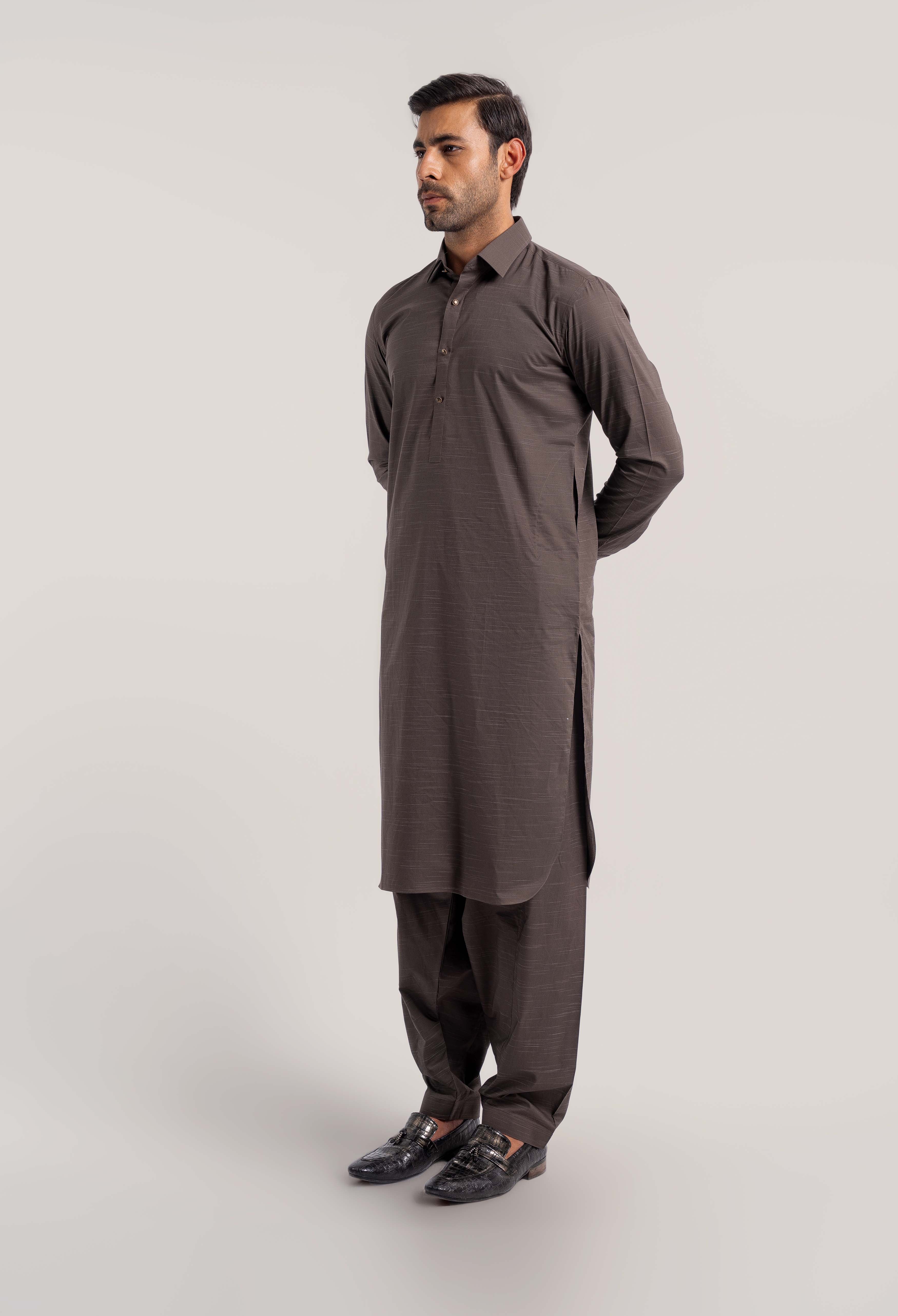 Clay Brown Cotton Kameez Shalwar (GSS-000449)