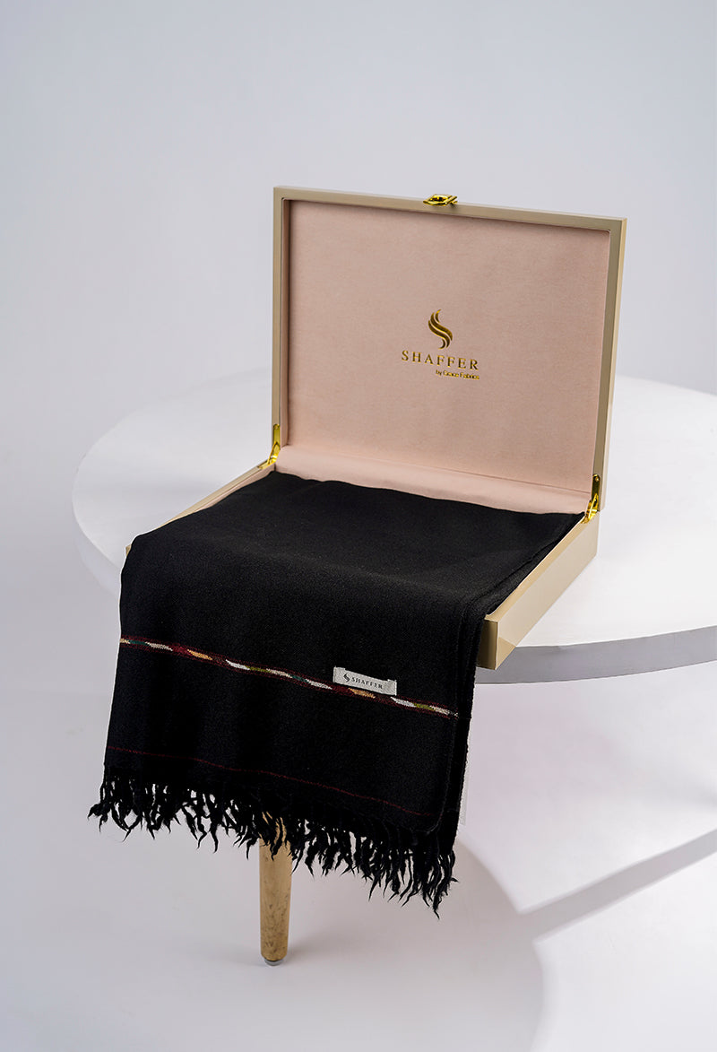 Black - Pure Wool Men s Shawl