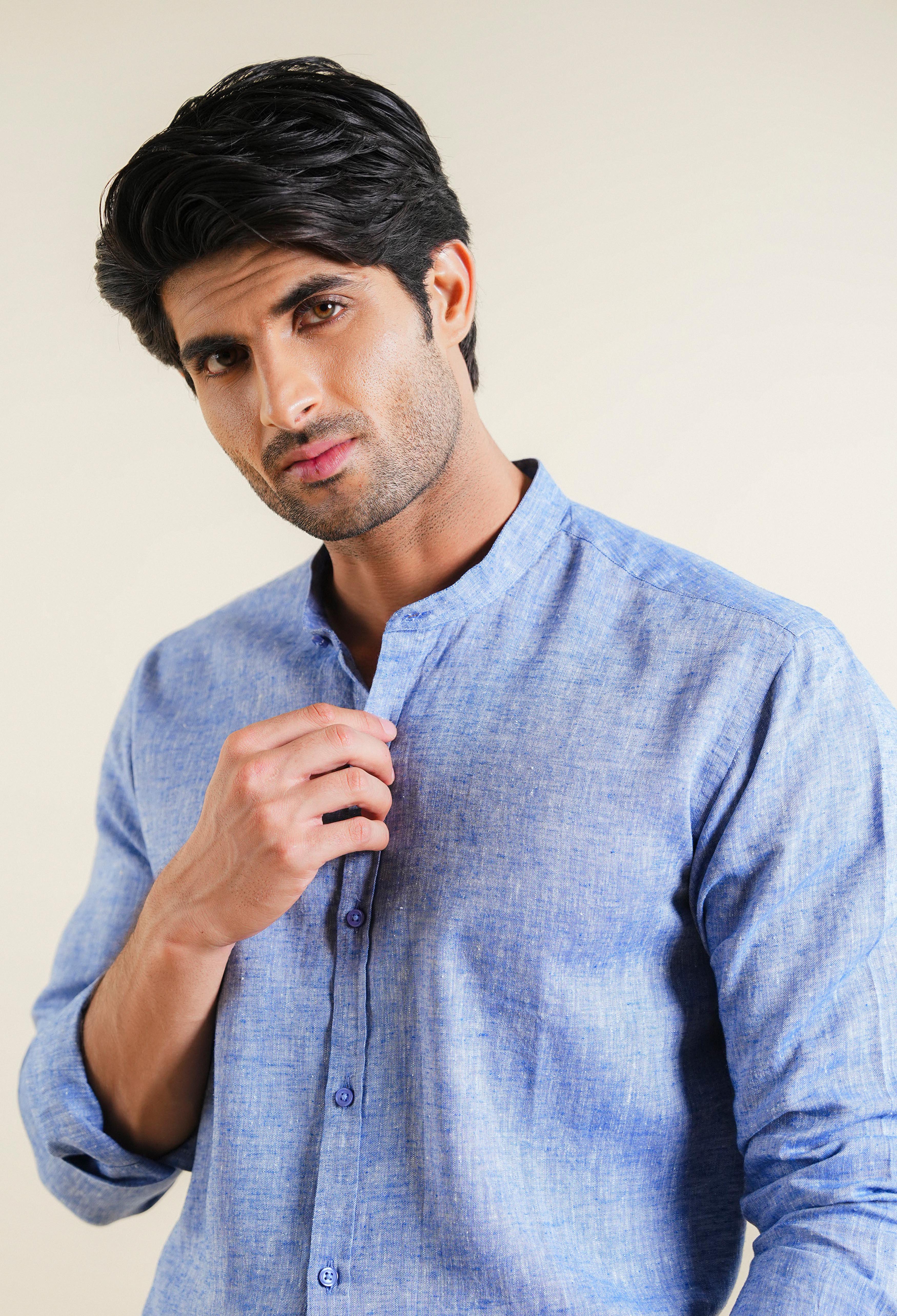 Royal Blue Linen Shirt