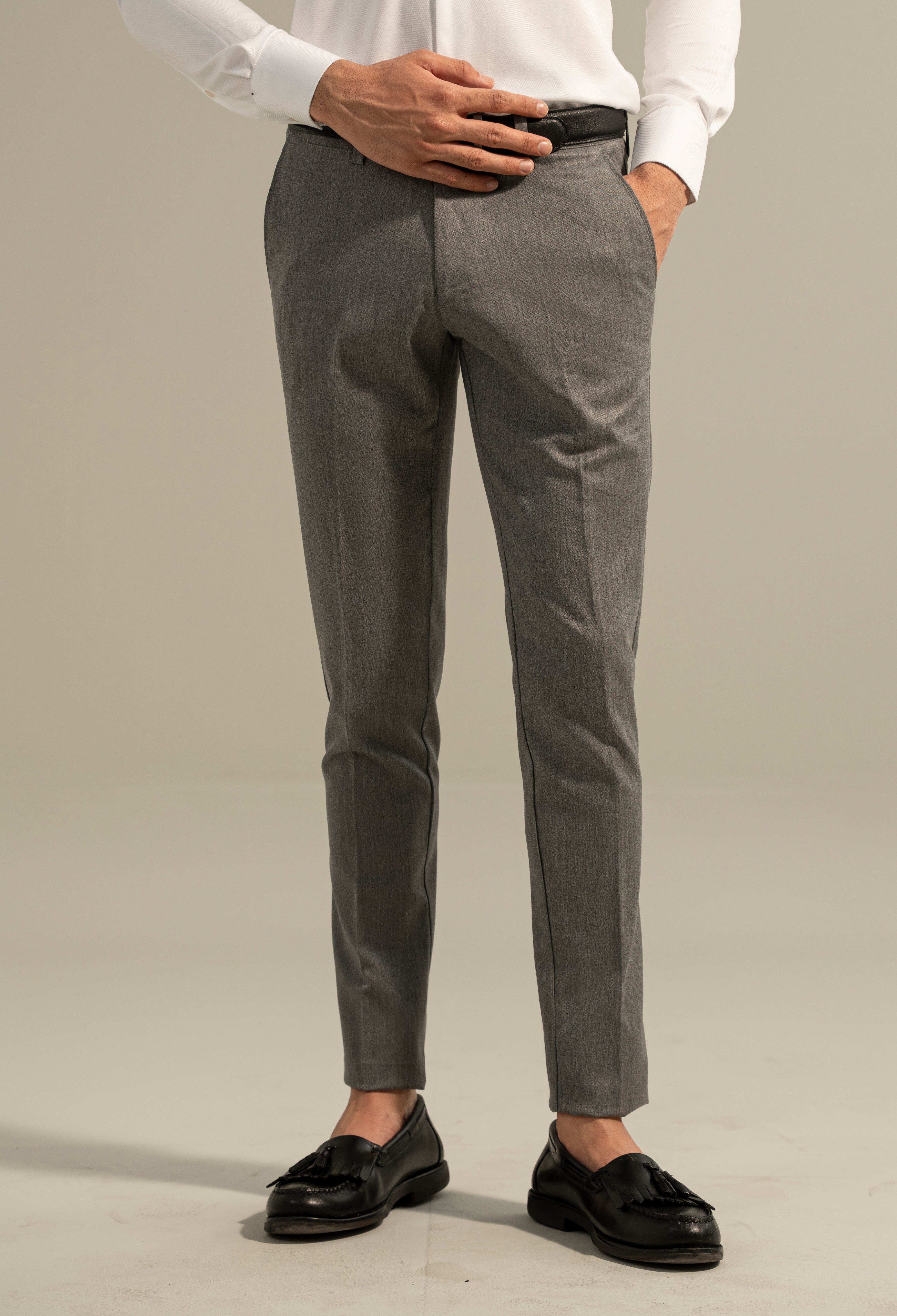 Grey Lycra Dress Pant
