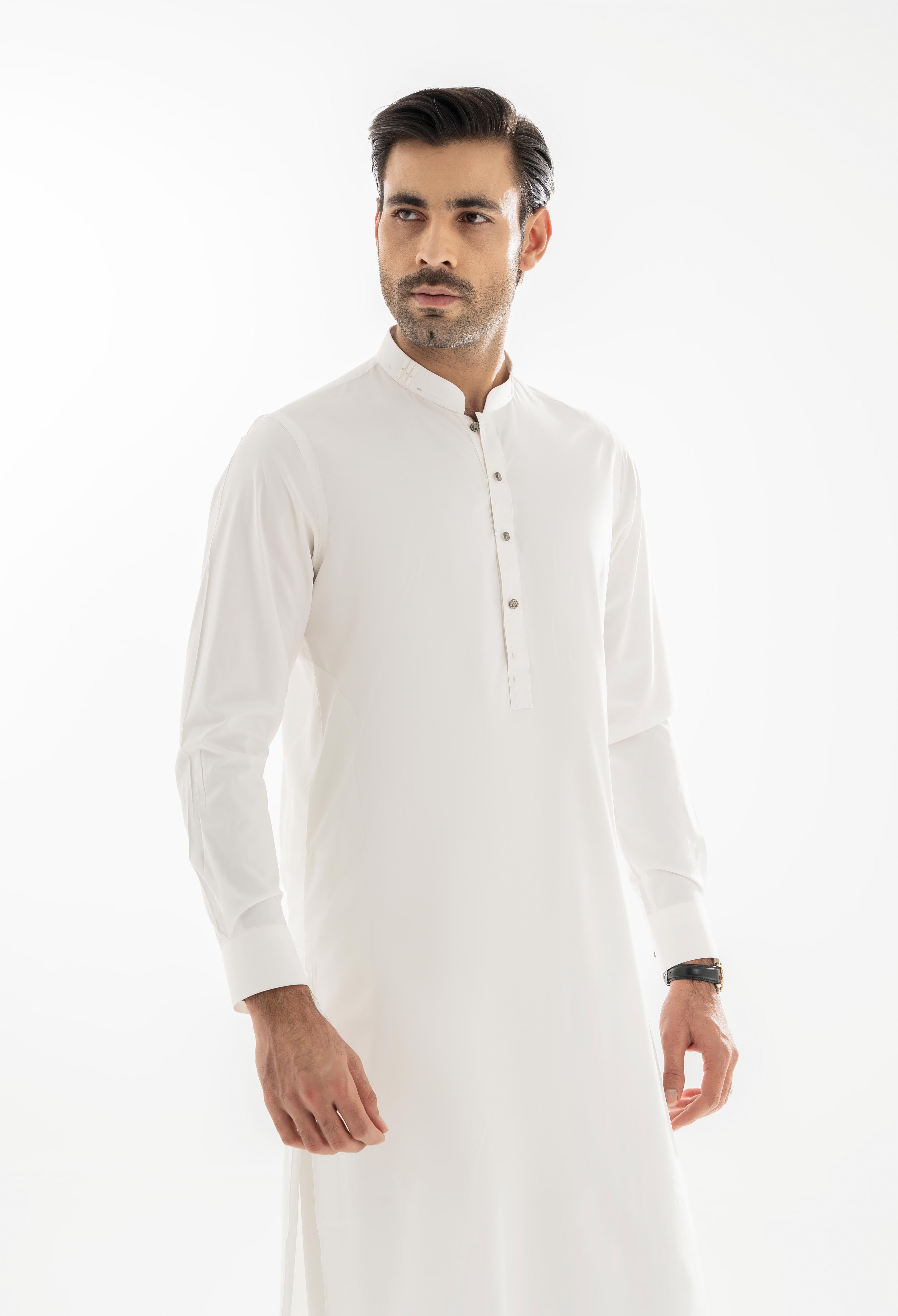 Warm White Detailing Kameez Shalwar