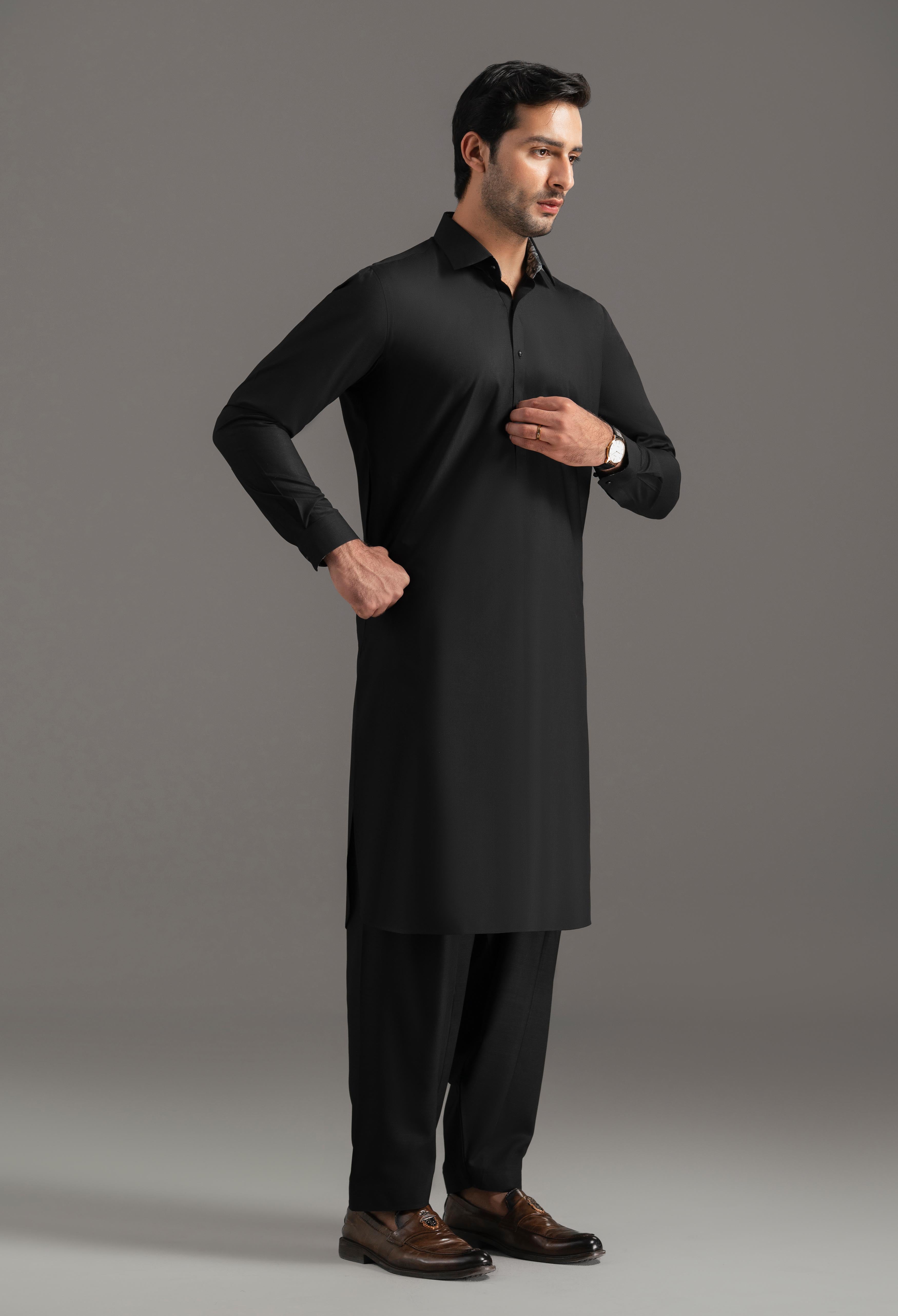 Carbon Black Blended Kameez Shalwar