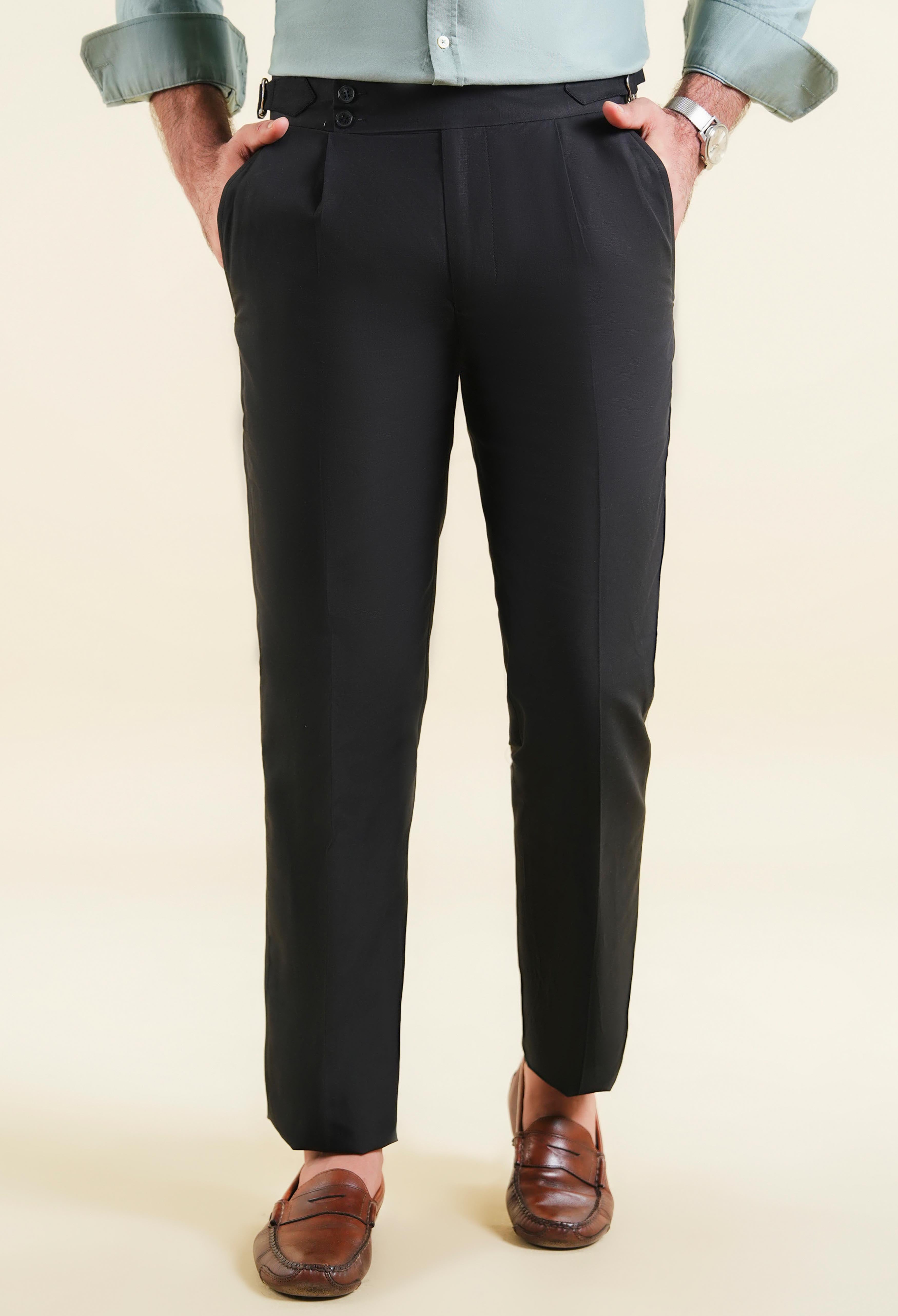 Crow Black Linen Gurkha Pant