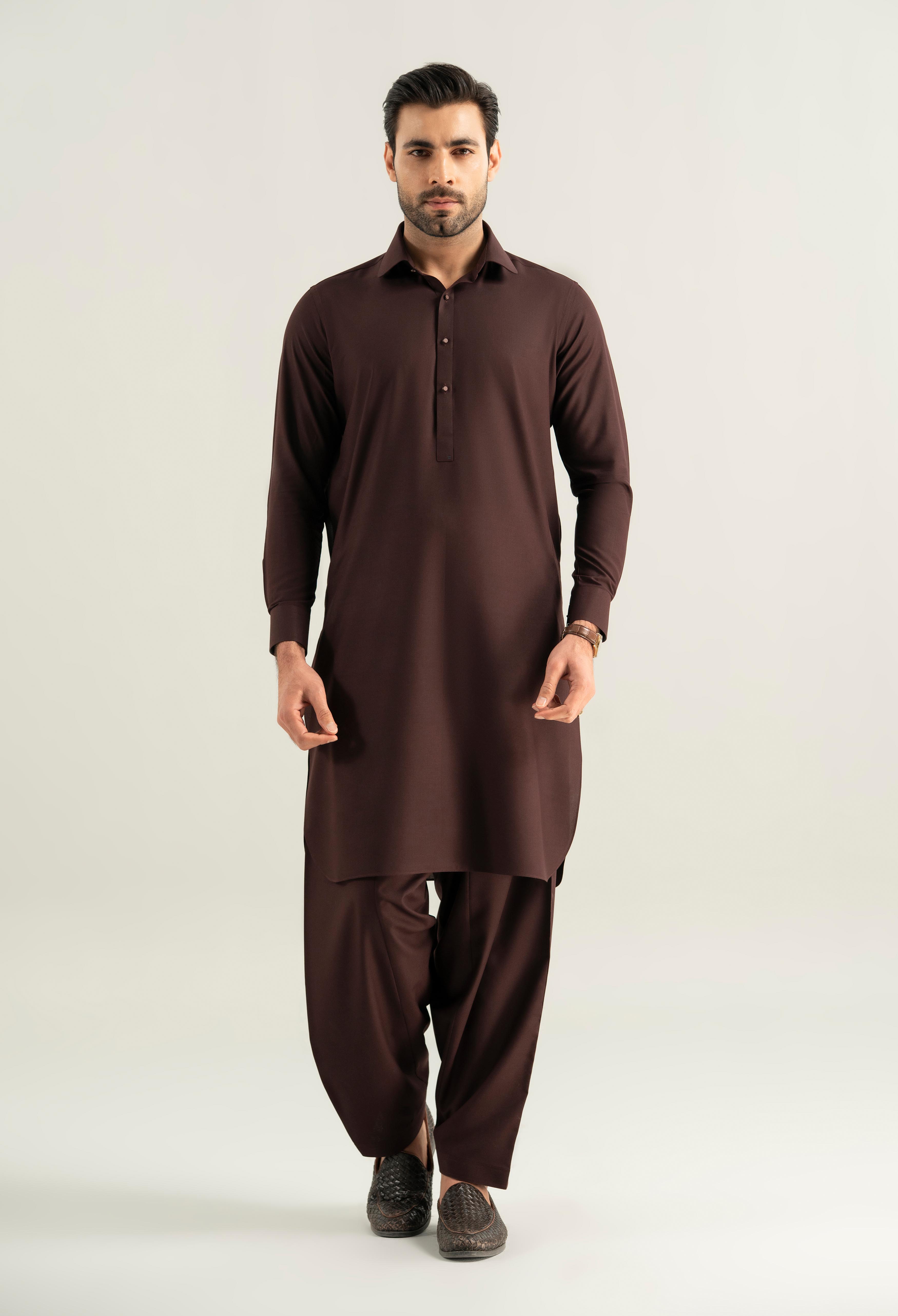 Dark Burgundy Detailing Kameez Shalwar