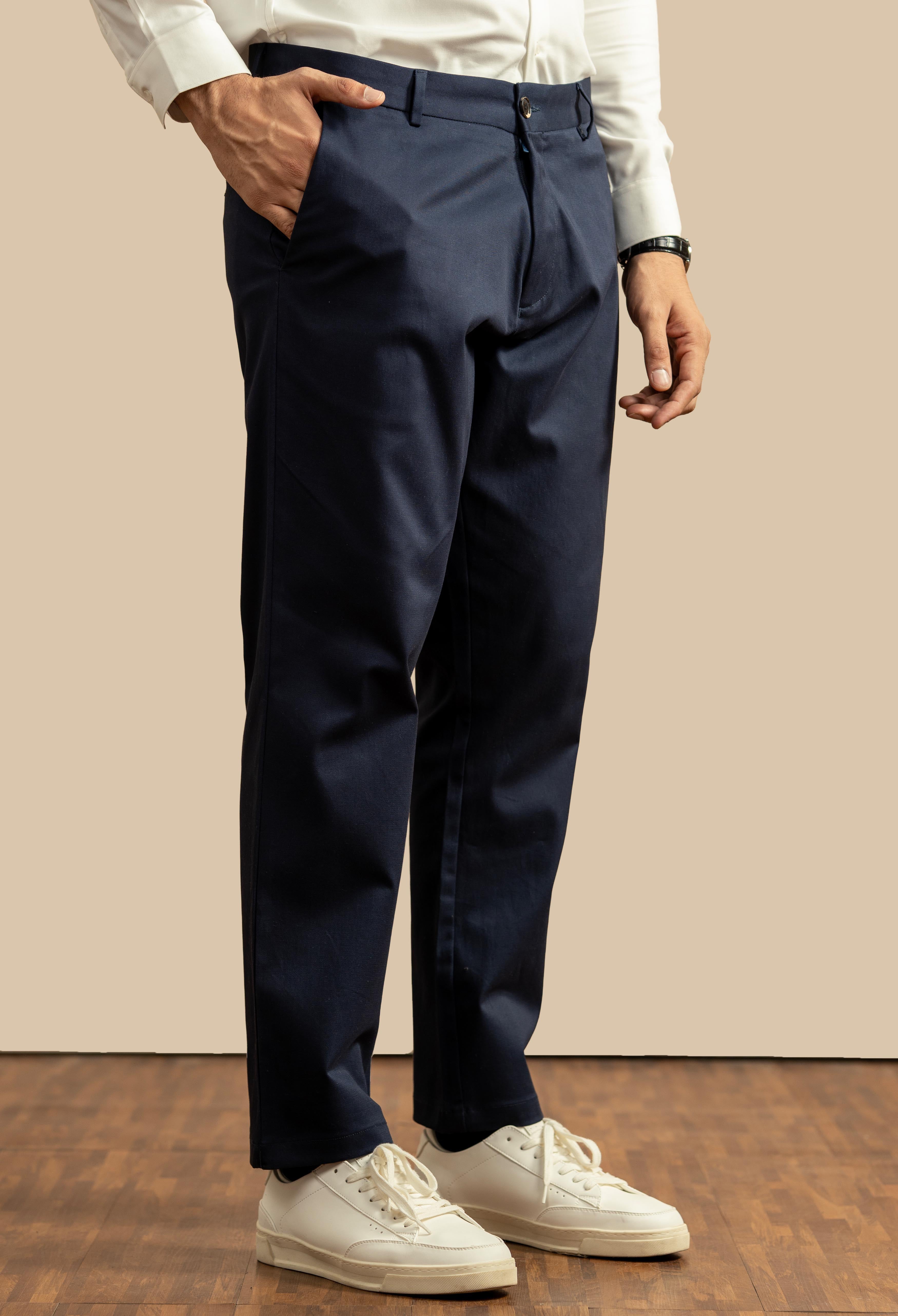 Navy Blue Cotton Trouser