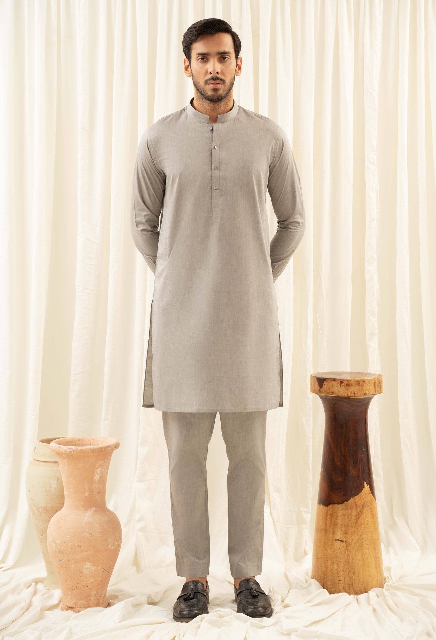 Coal Grey Cotton Kurta Pajama