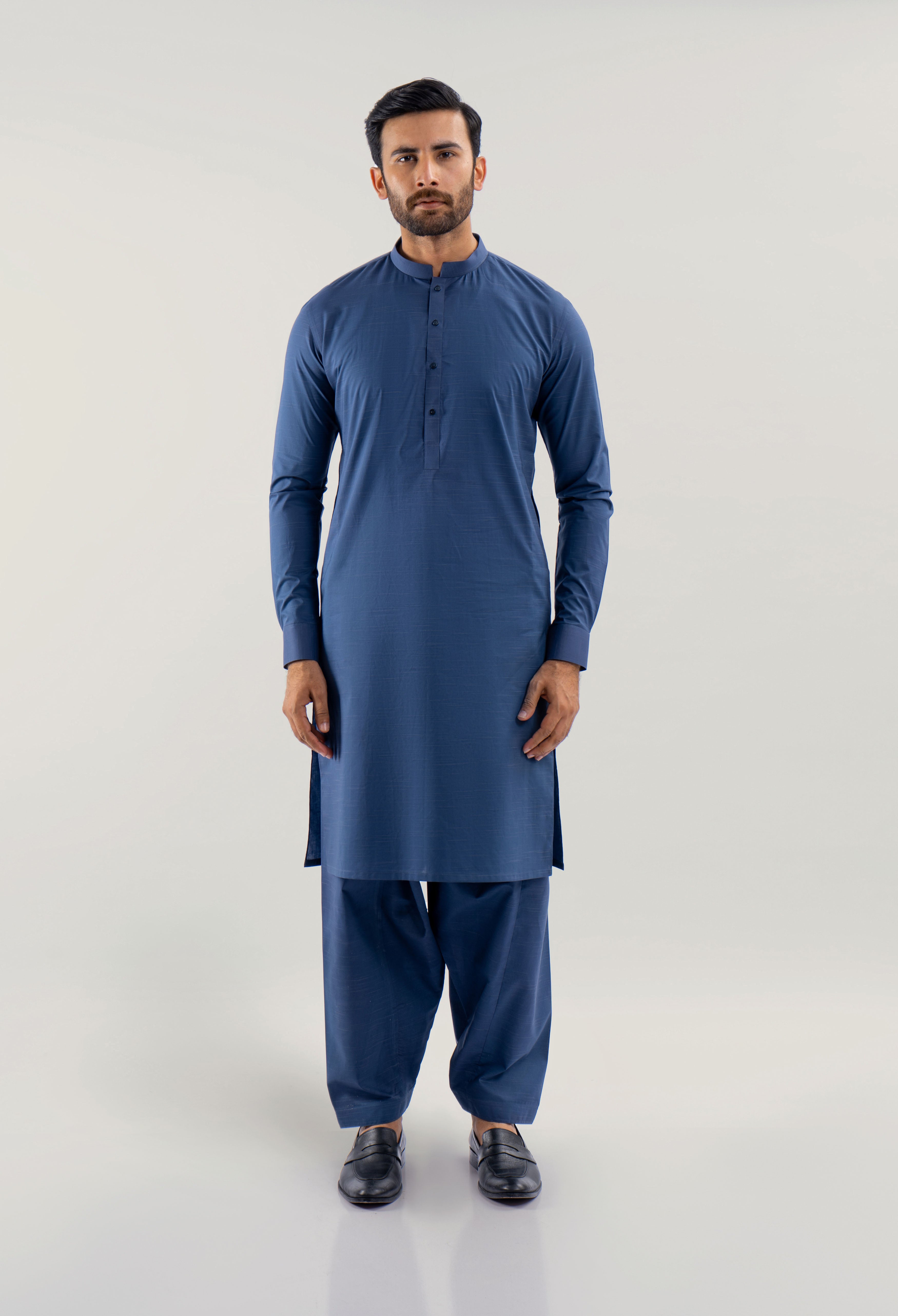 Teal Blue Cotton Kameez Shalwar (GSS-000448)