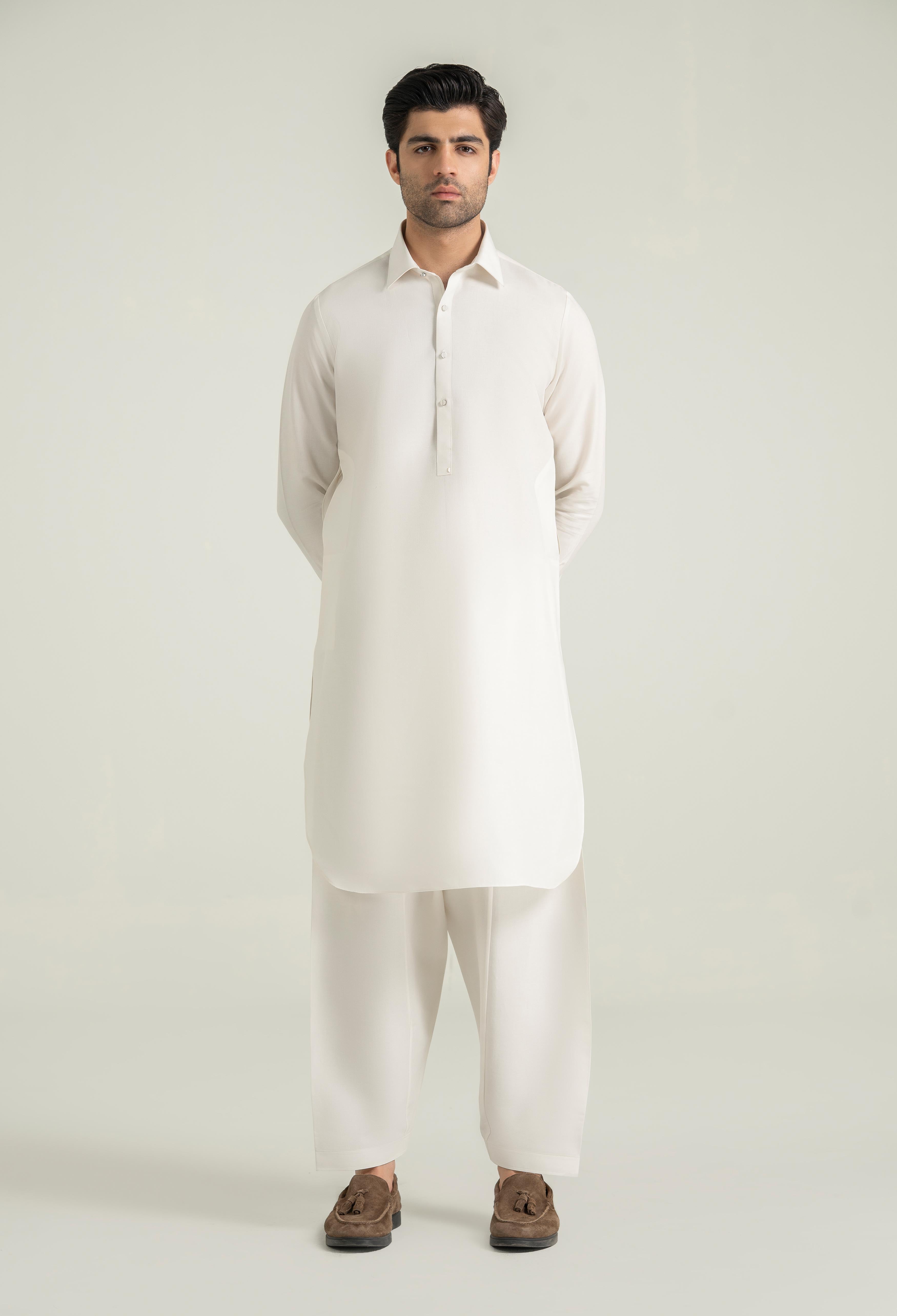 Butter Cream Blended Kameez Shalwar