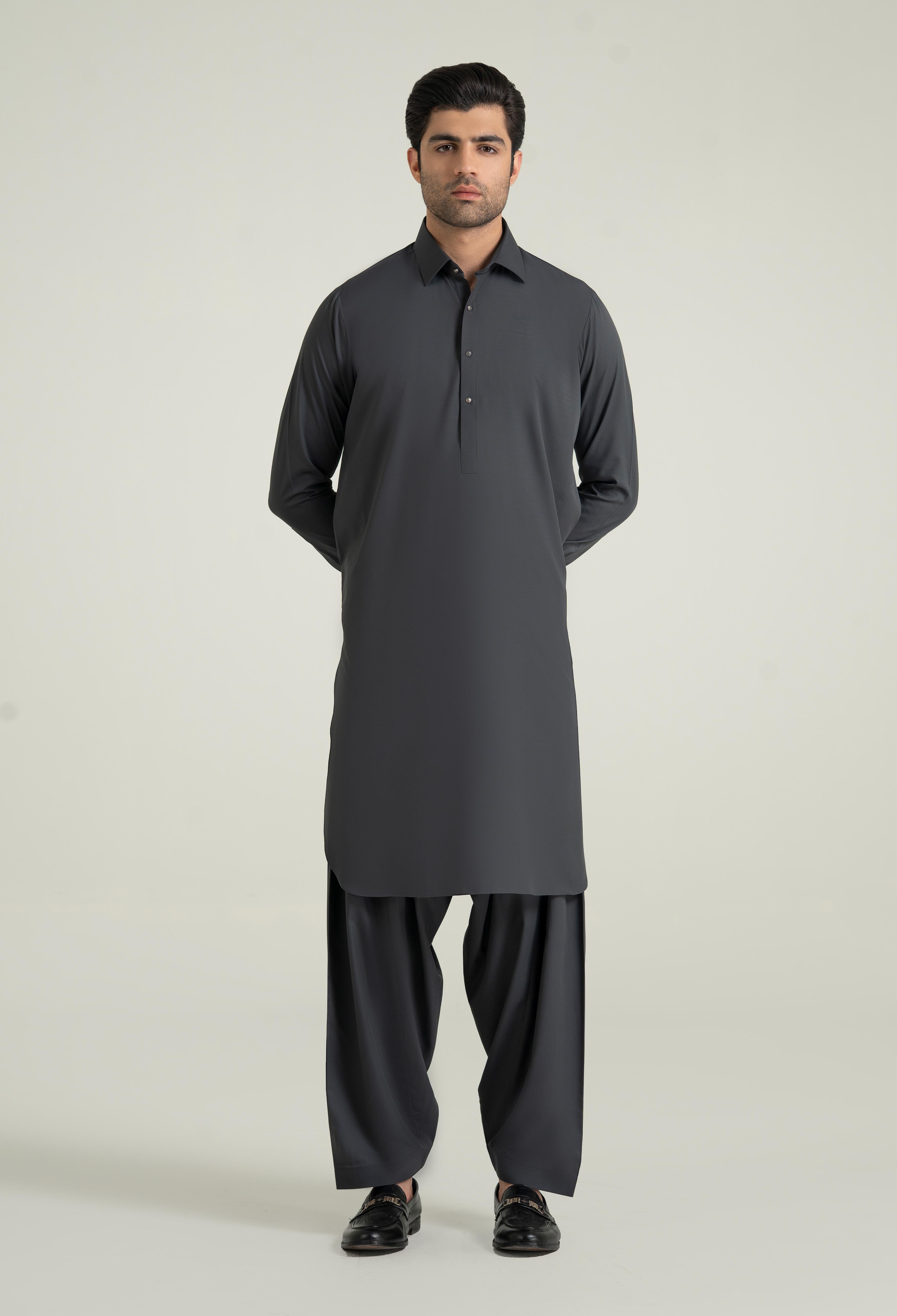 Graphite Grey Blended Kameez Shalwar