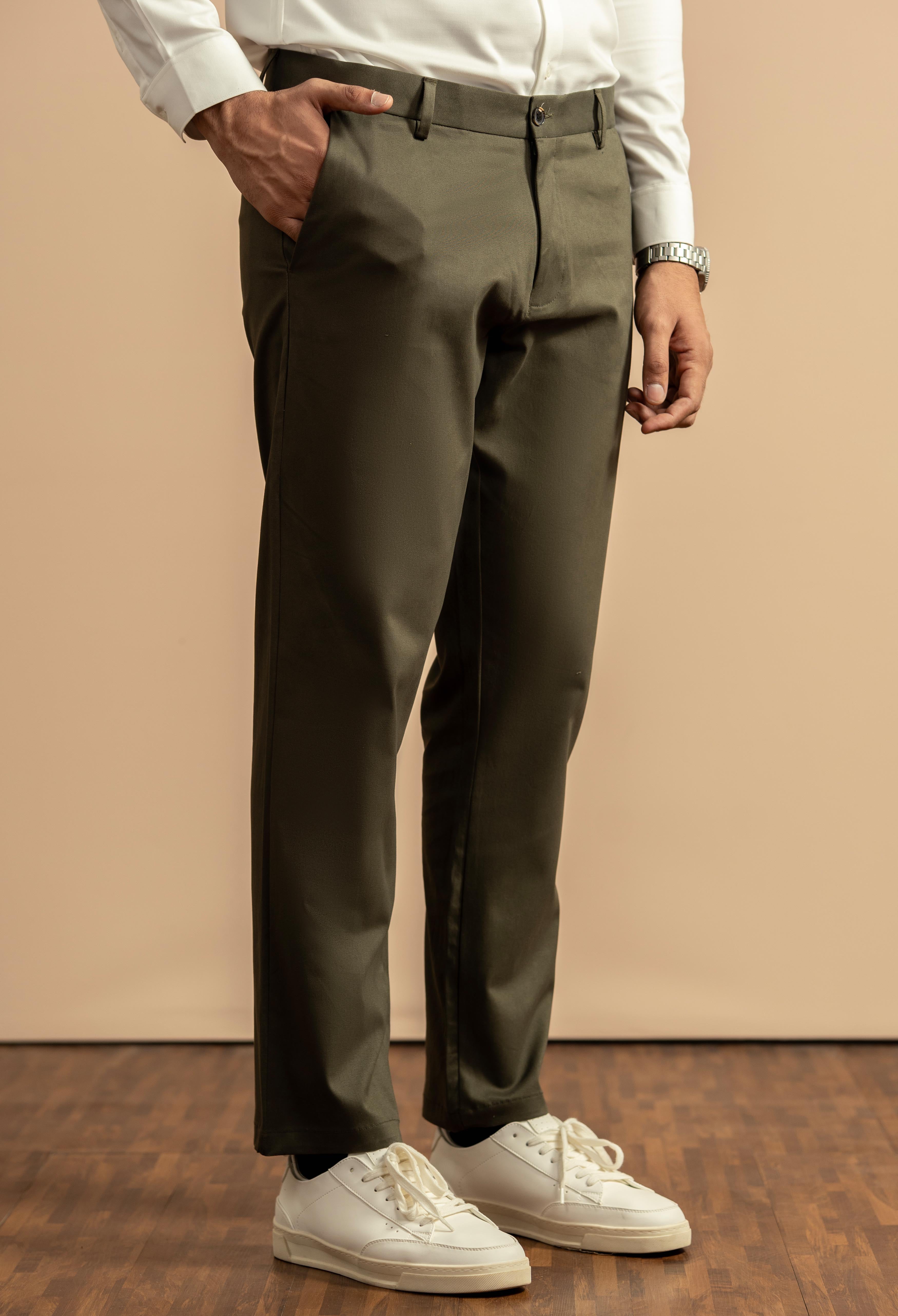Dark Olive Cotton Trouser