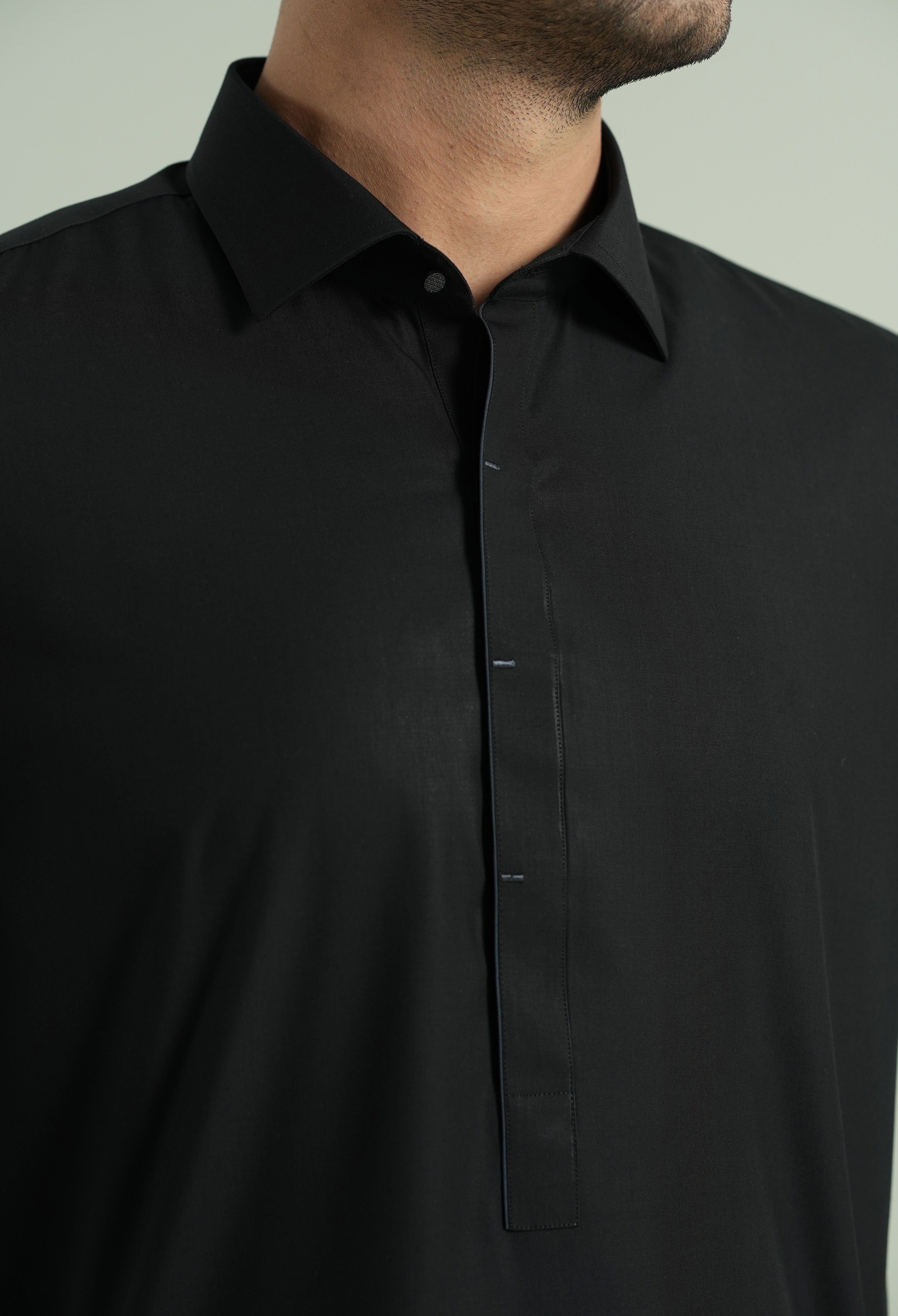 Jet Black Detailing Kameez Shalwar