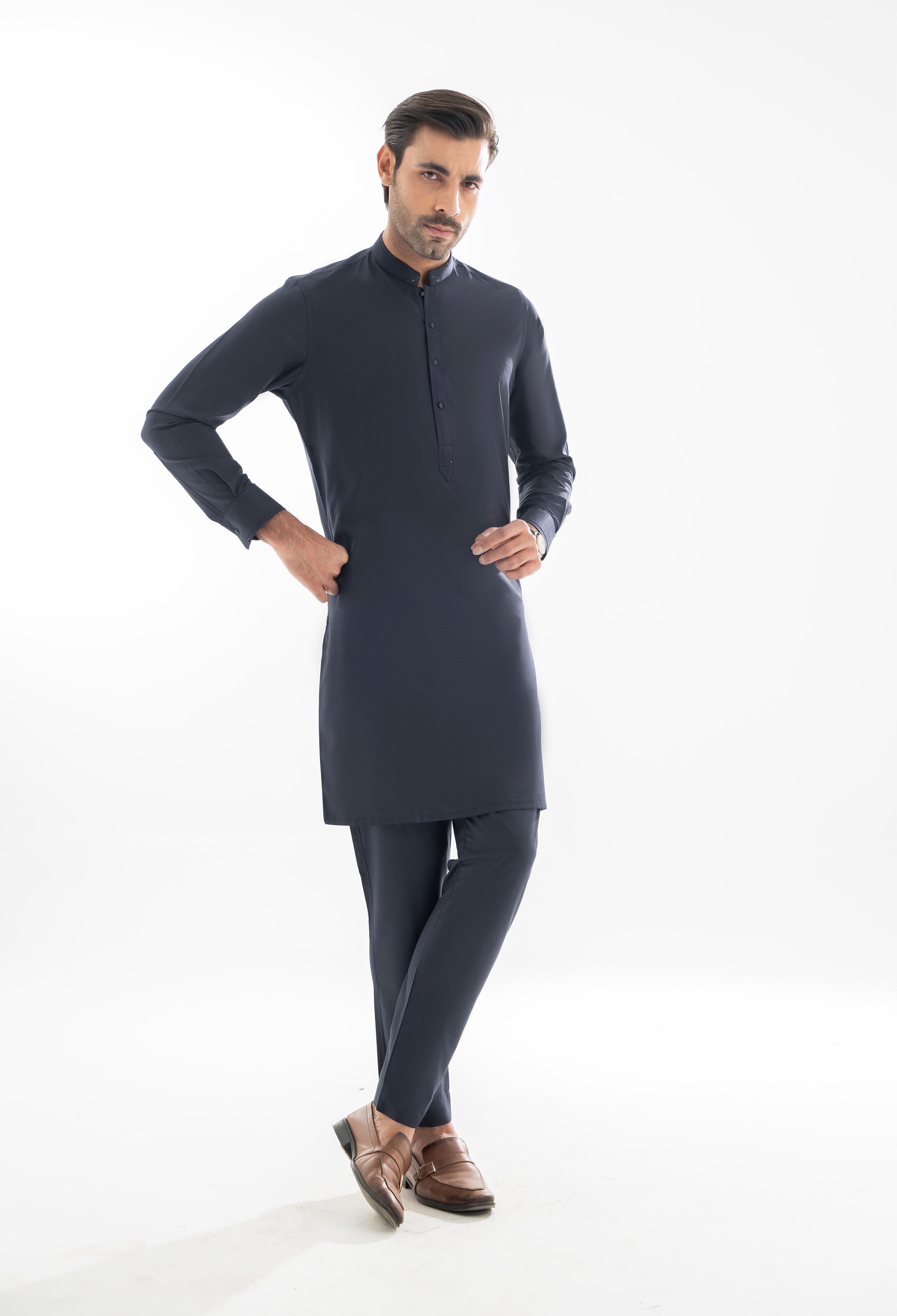 Deep Navy Detailing Kurta Pajama