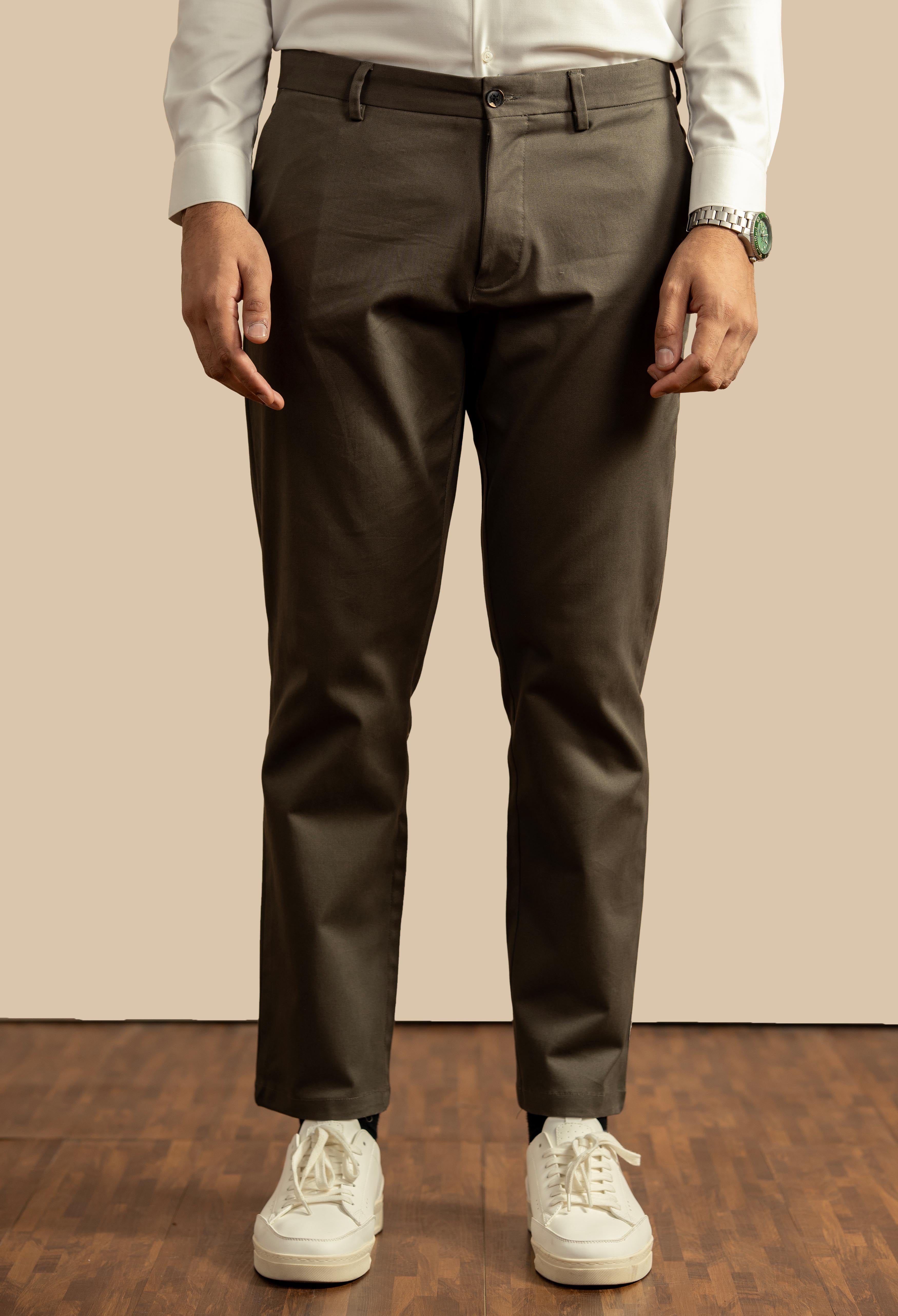 Olive Green Cotton Trouser