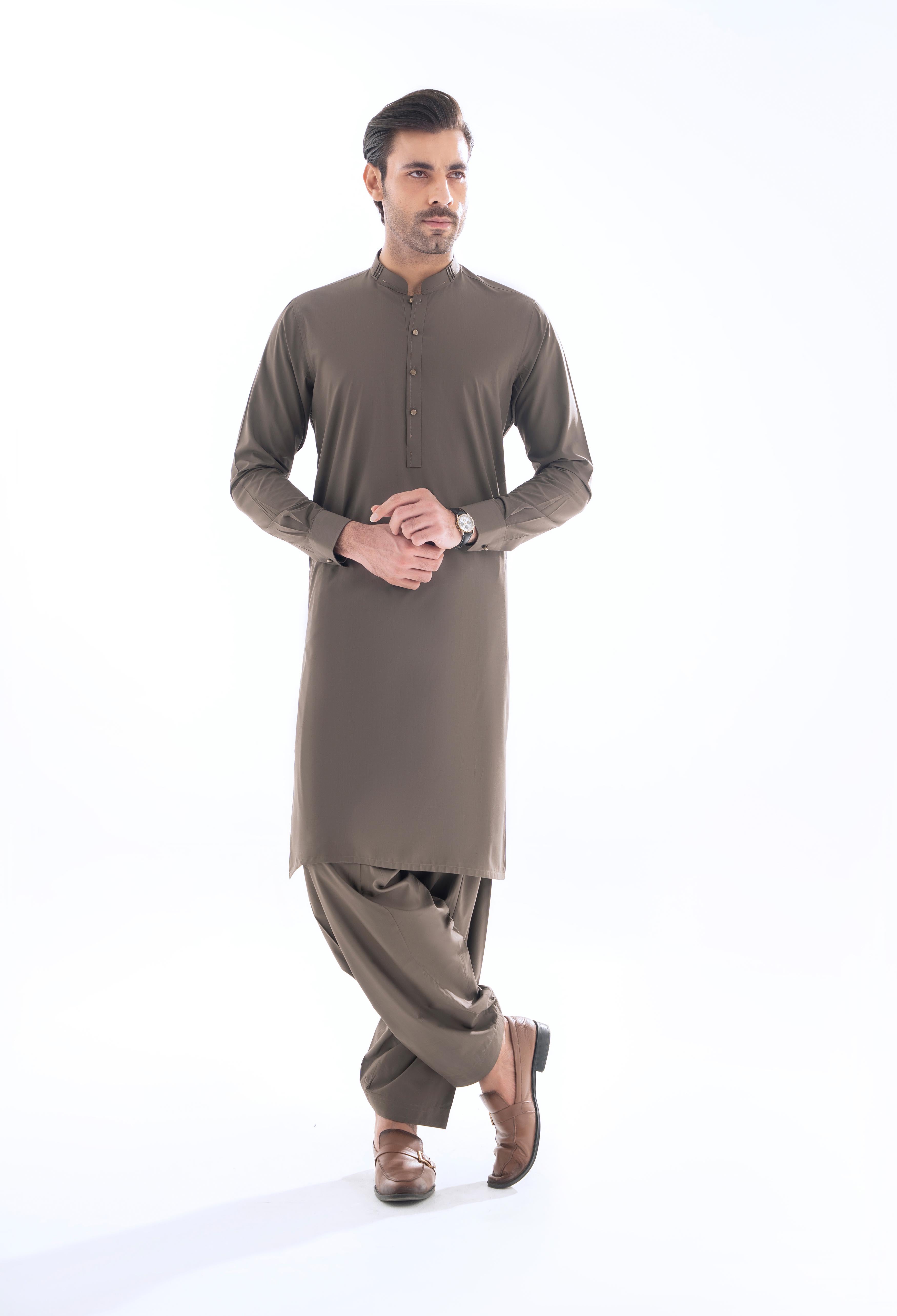 Dust Grey Detailing Kameez Shalwar