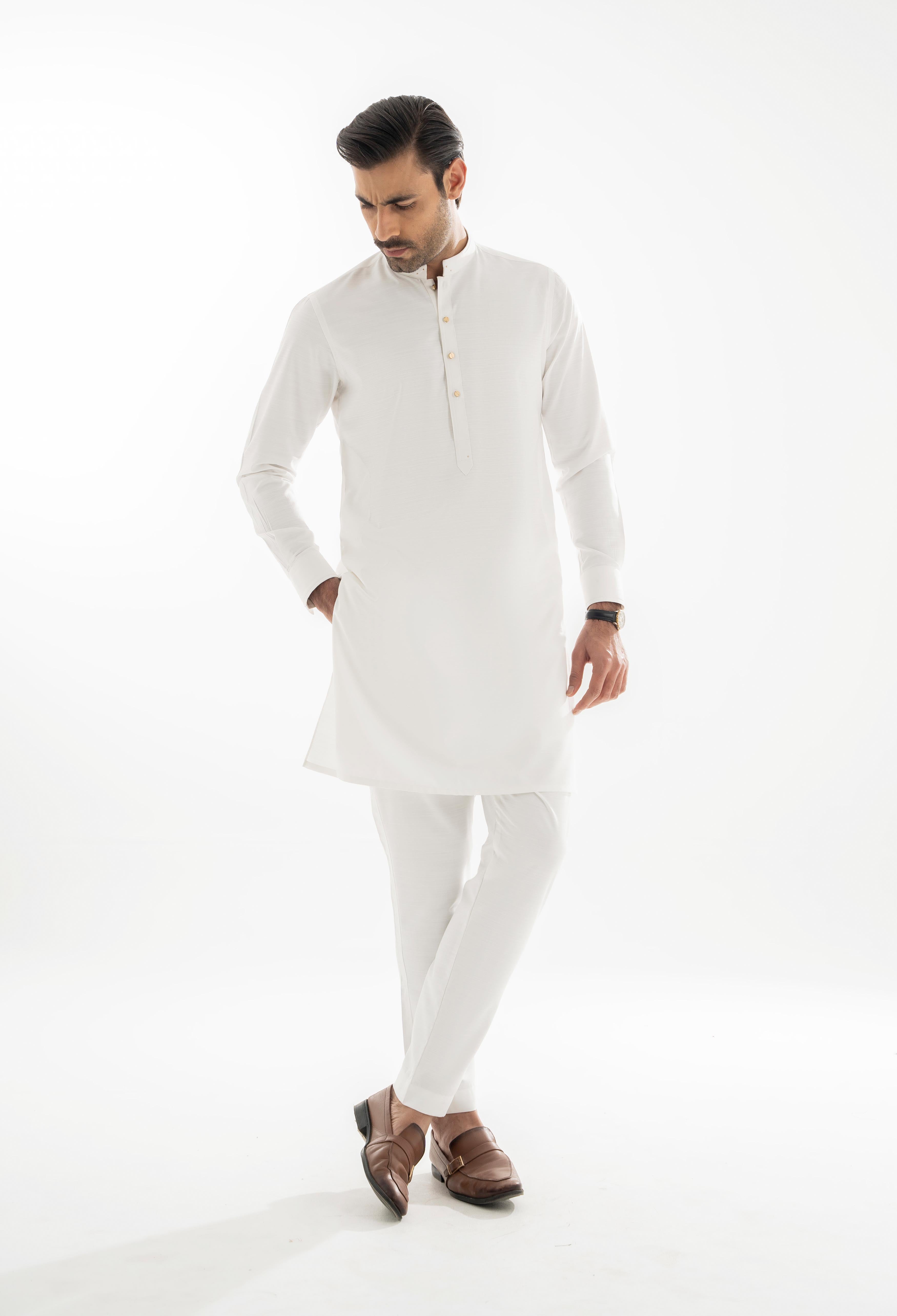 Off White Detailing Kurta Pajama