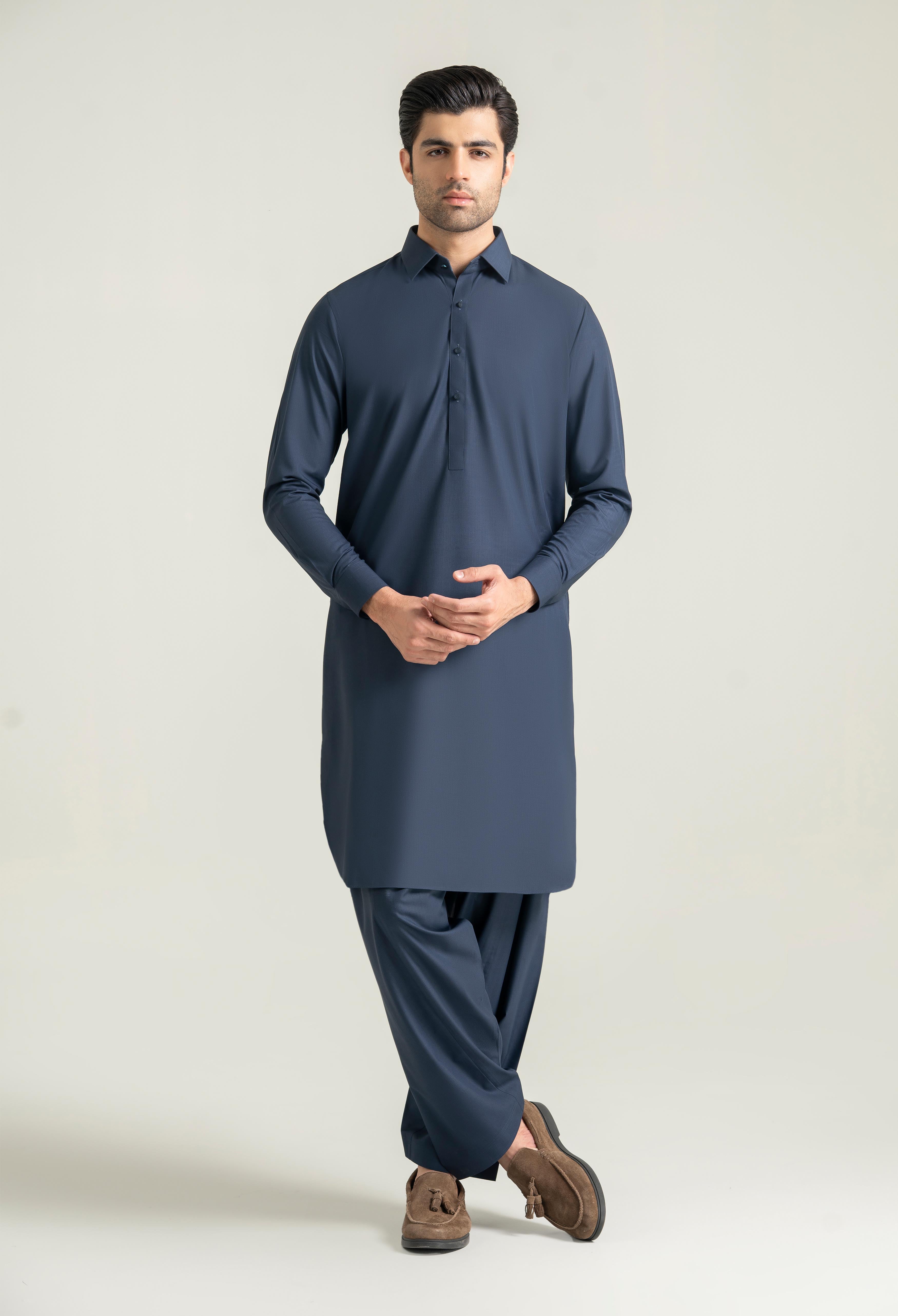 Dark Navy Blue  Blended kameez Shalwar