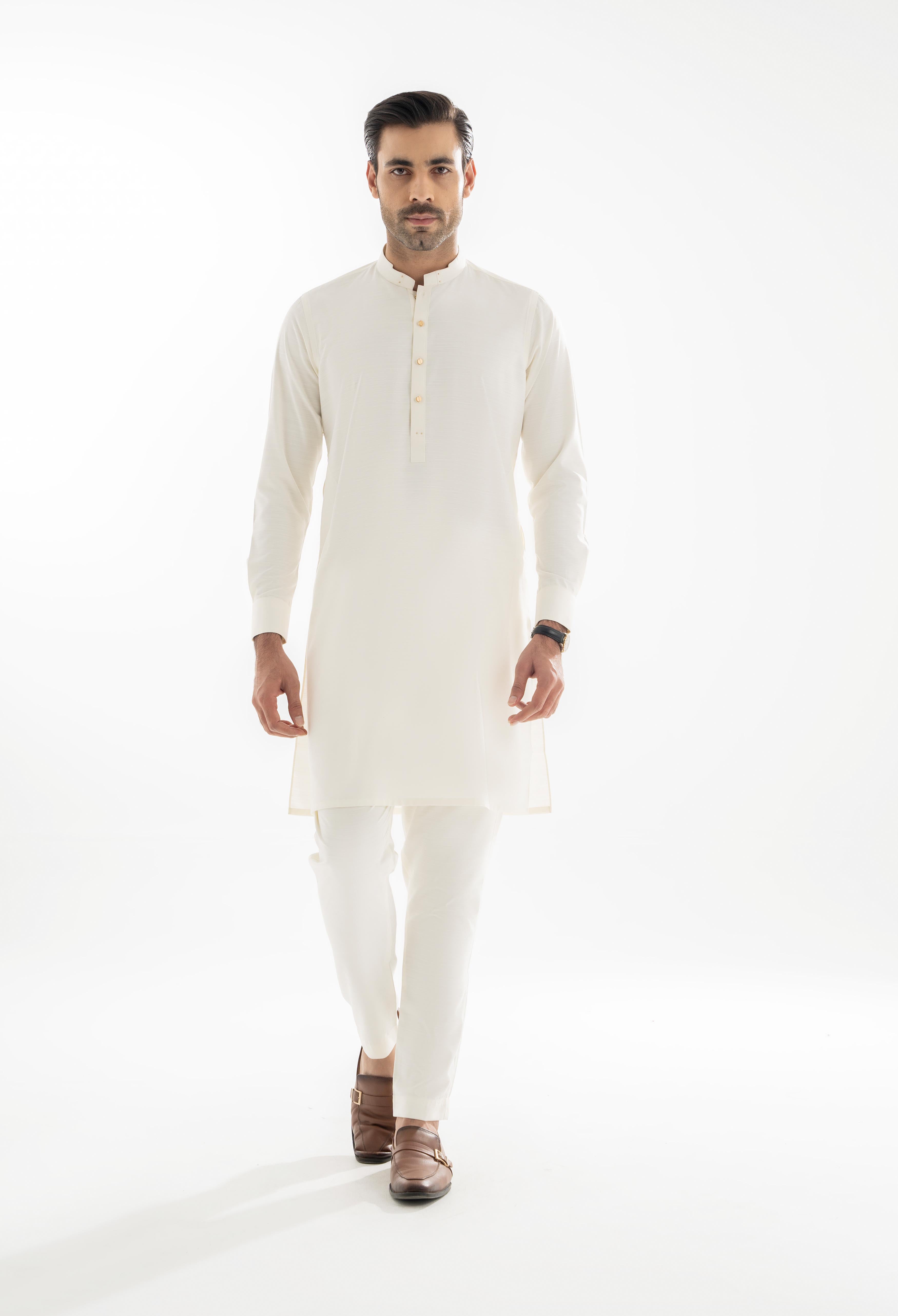 Butter Cream Detailing Kurta Pajama