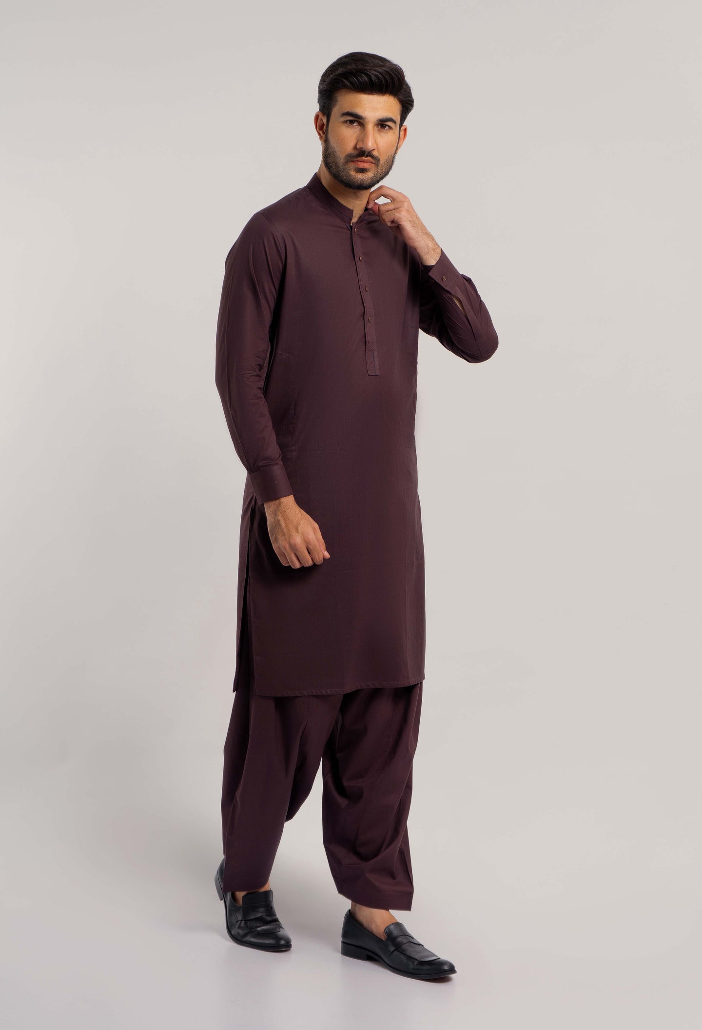 Maroon Plain Kameez Shalwar