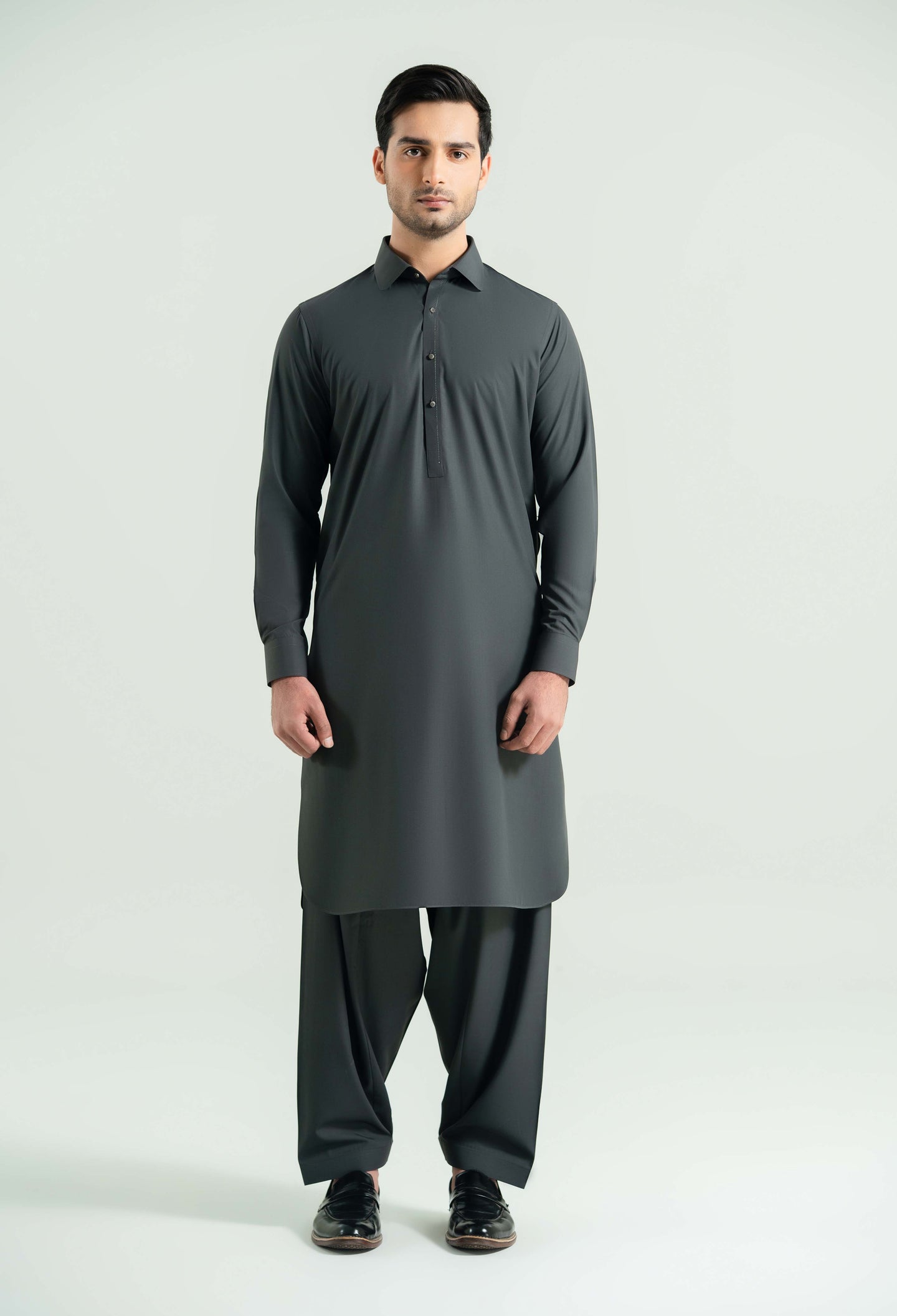 Dark Grey Detailing Kameez Shalwar